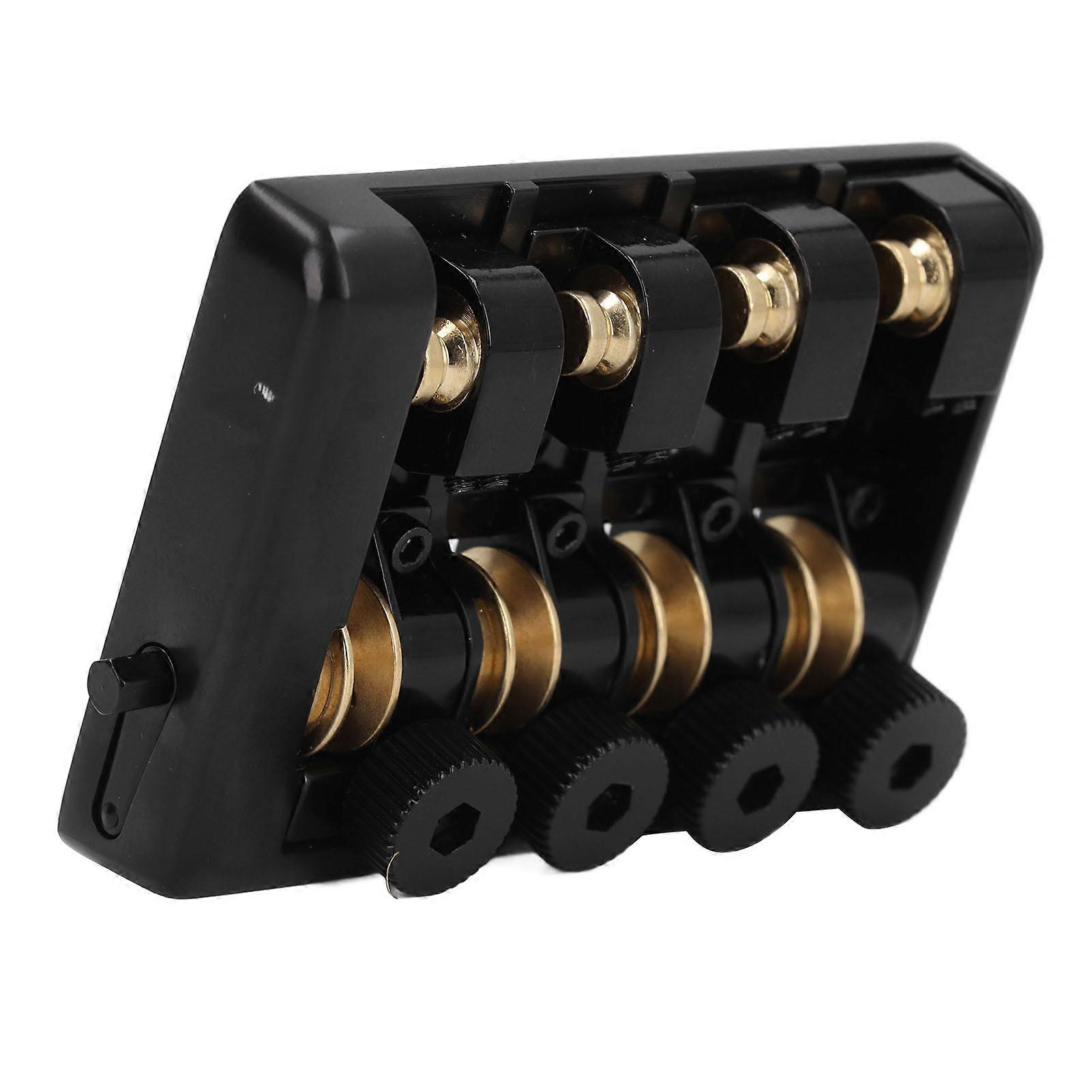 4 String Headless Electric Bass Bridge Zinc Alloy Brass Bridge Replacement with String Lock Black 