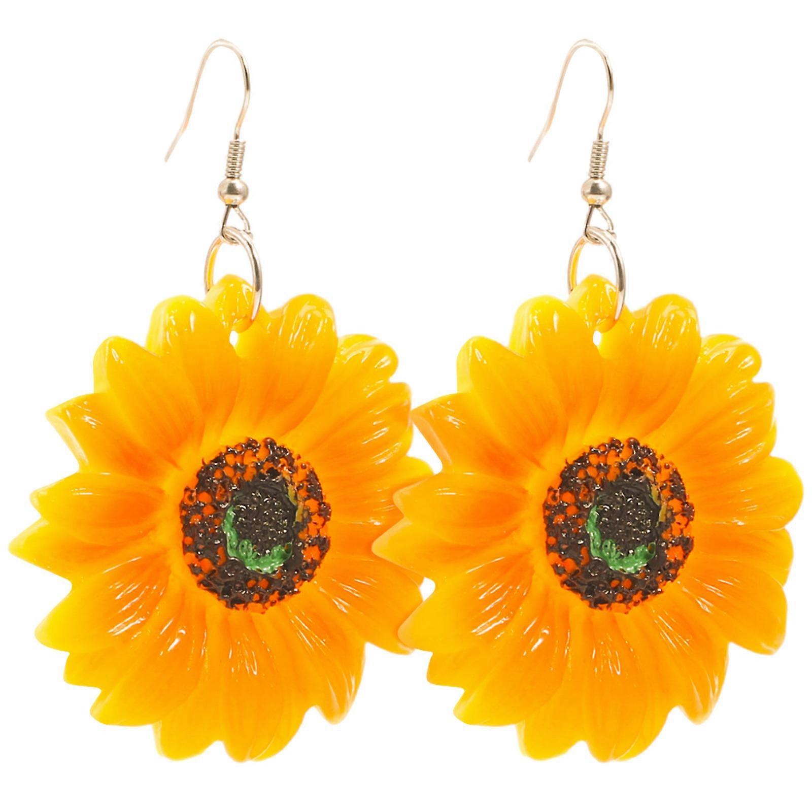 Premium Acrylic Earrings with Sunflower Pattern, Complement Any Attire