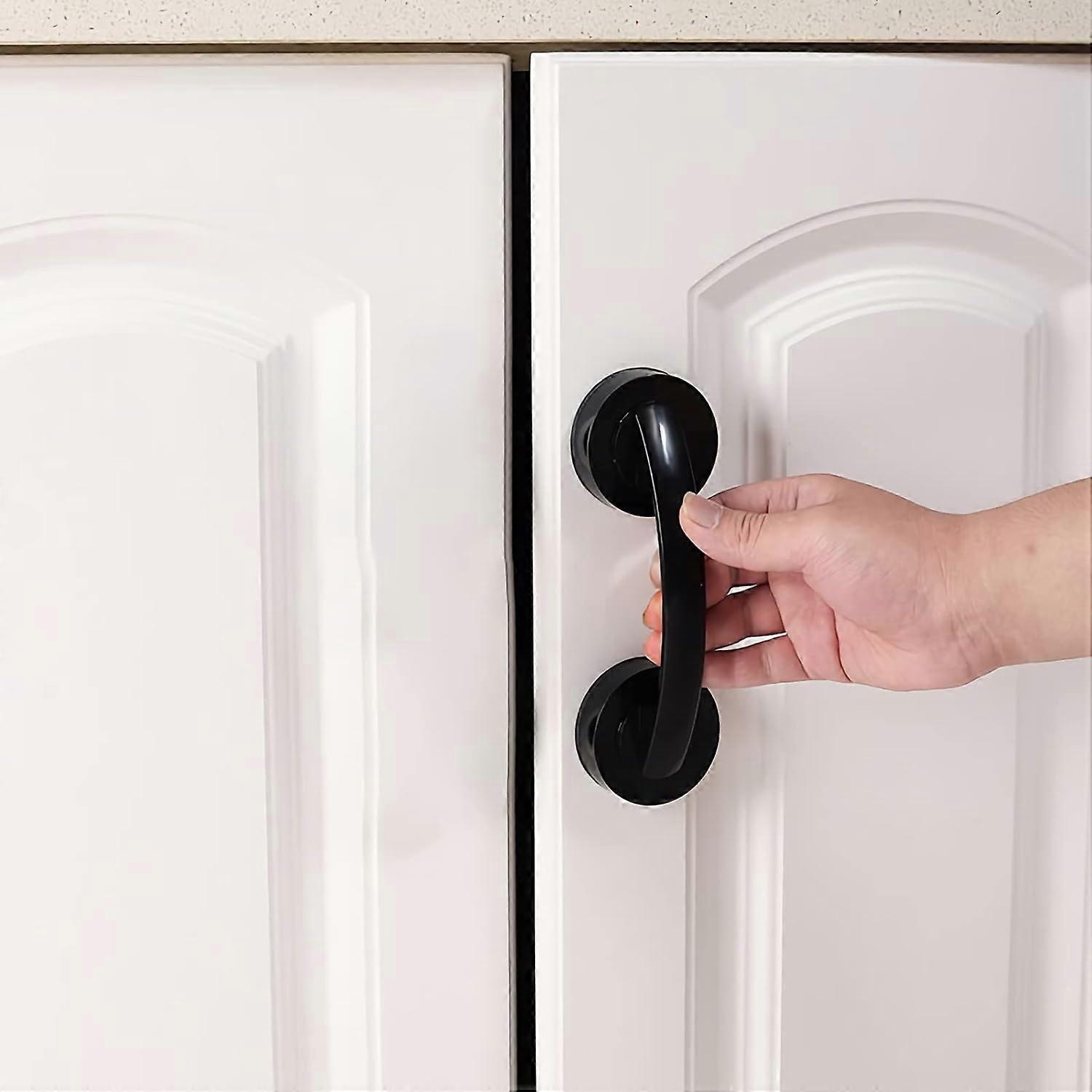 Anti Slip Suction Handle - Handle with Suction Cup - Bathroom Safety Handle - Helping Hand Handle - 19.4cm - Black - for shower and toilet - Portable