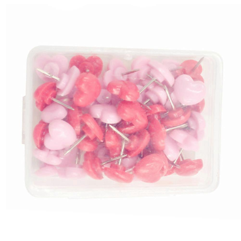 Heart Shape Push Pins Plastic Box for Decor 100Pcs Decorative Thumbtacks