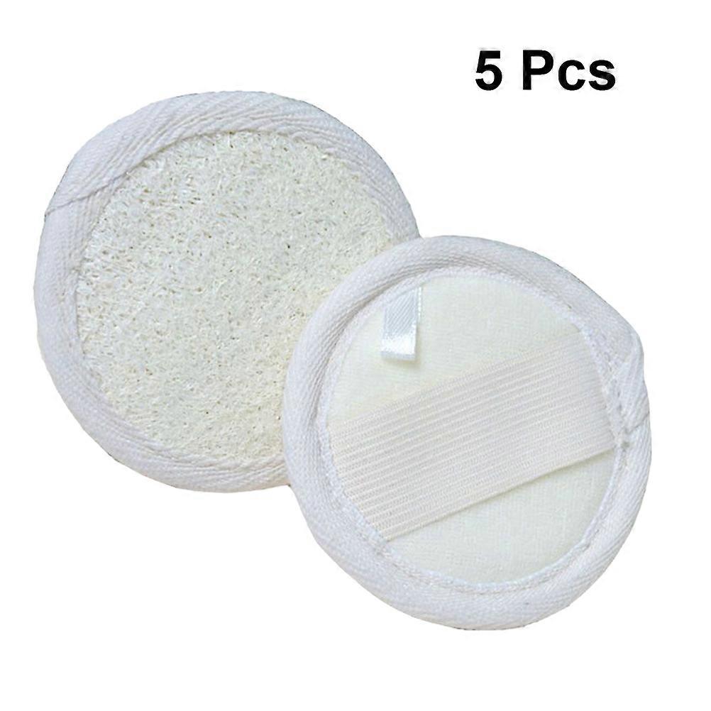 Natural Loofah Sponge Pads Exfoliating Shower Use Round 8x8x1cm Body Scrubbing 5Pcs
