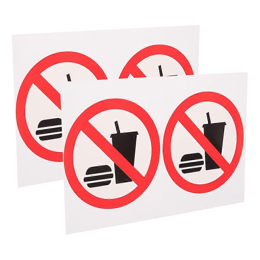 No Food Or Drink Allowed Sticker Set Warning Sign Decal For Retail Store Business Indoor Use 4Pcs
