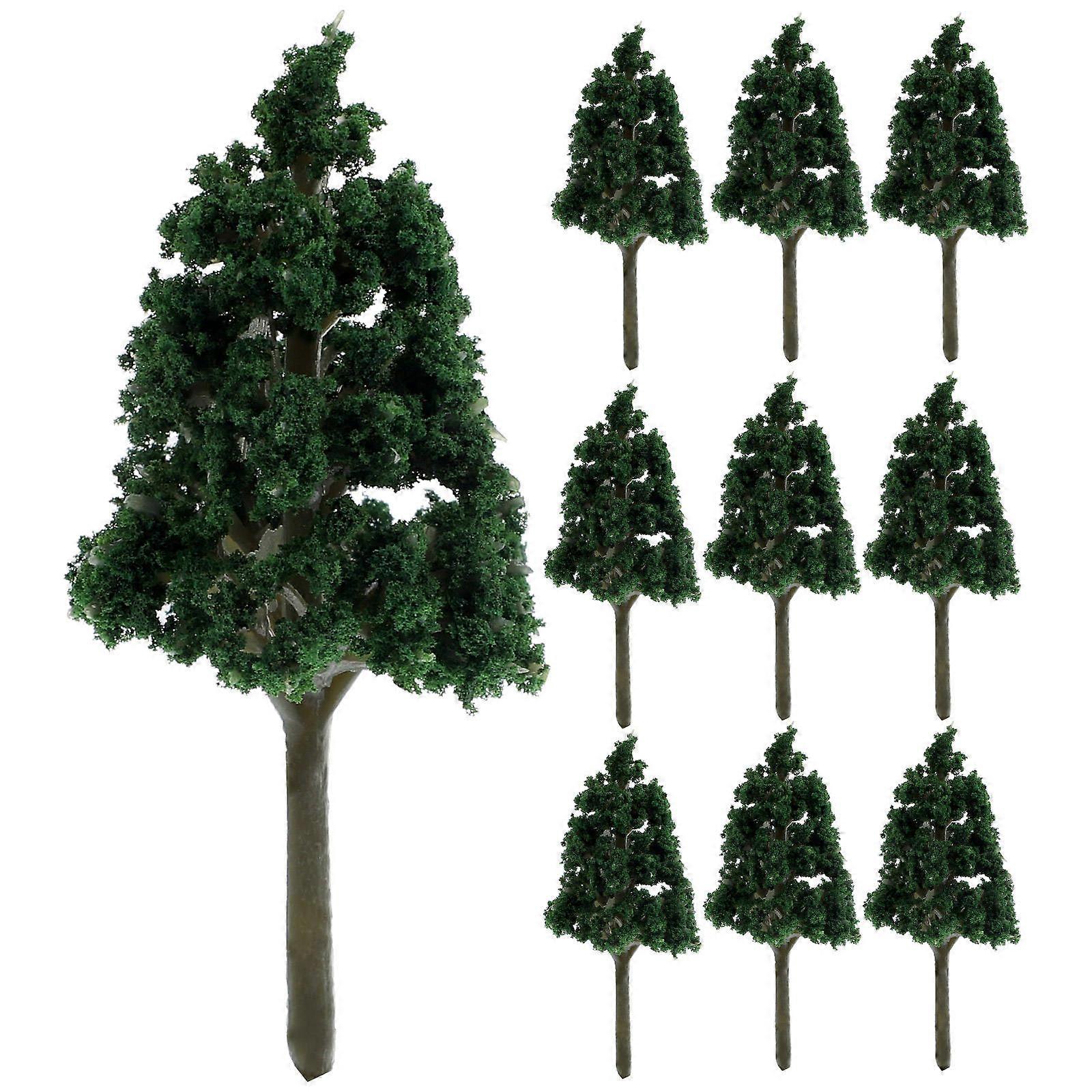 Artificial Tree Model Plastic Tree Models Scene Accessory Educational Use Dark Green 6.5X6.5X3CM 10Pcs