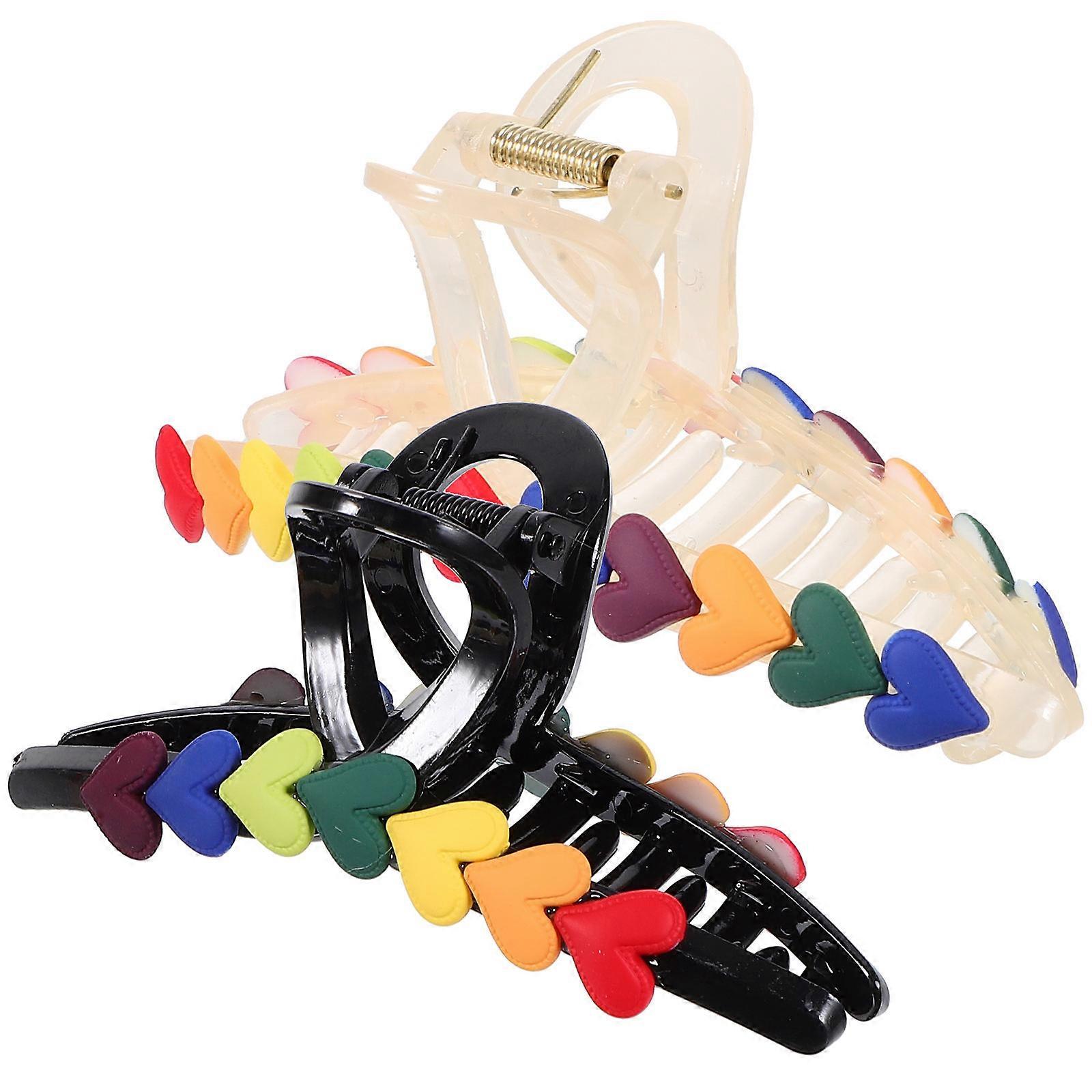 2 Pcs Large Heart Hair Clips, Cute Claw Clips for Women, Comfortable Daily Use for Makeup and Hairstyling