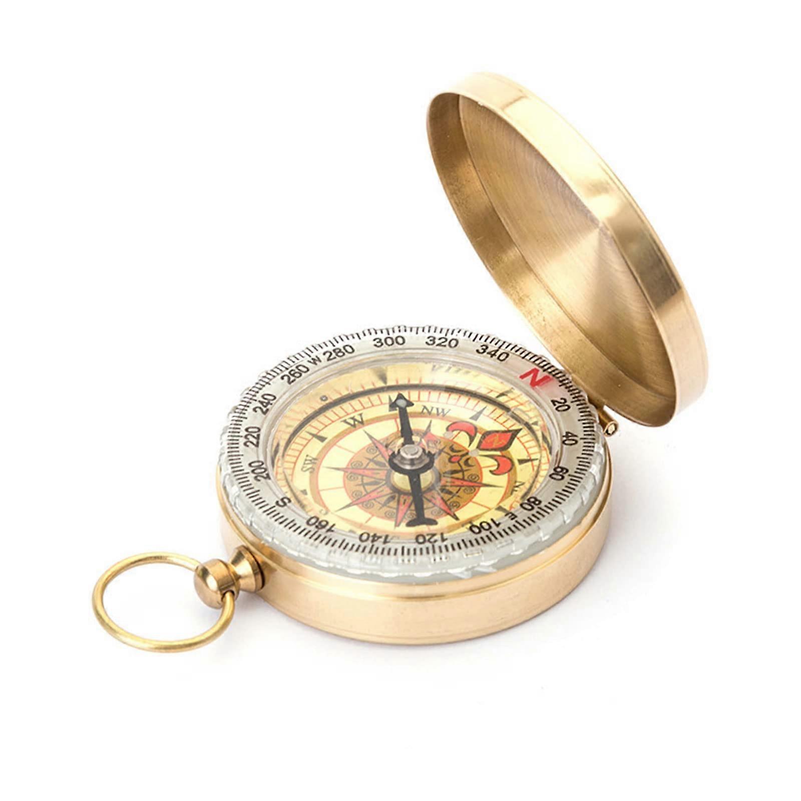 Brass Compass, Navigation Compass, Compass for Camping, Hiking (Golden)