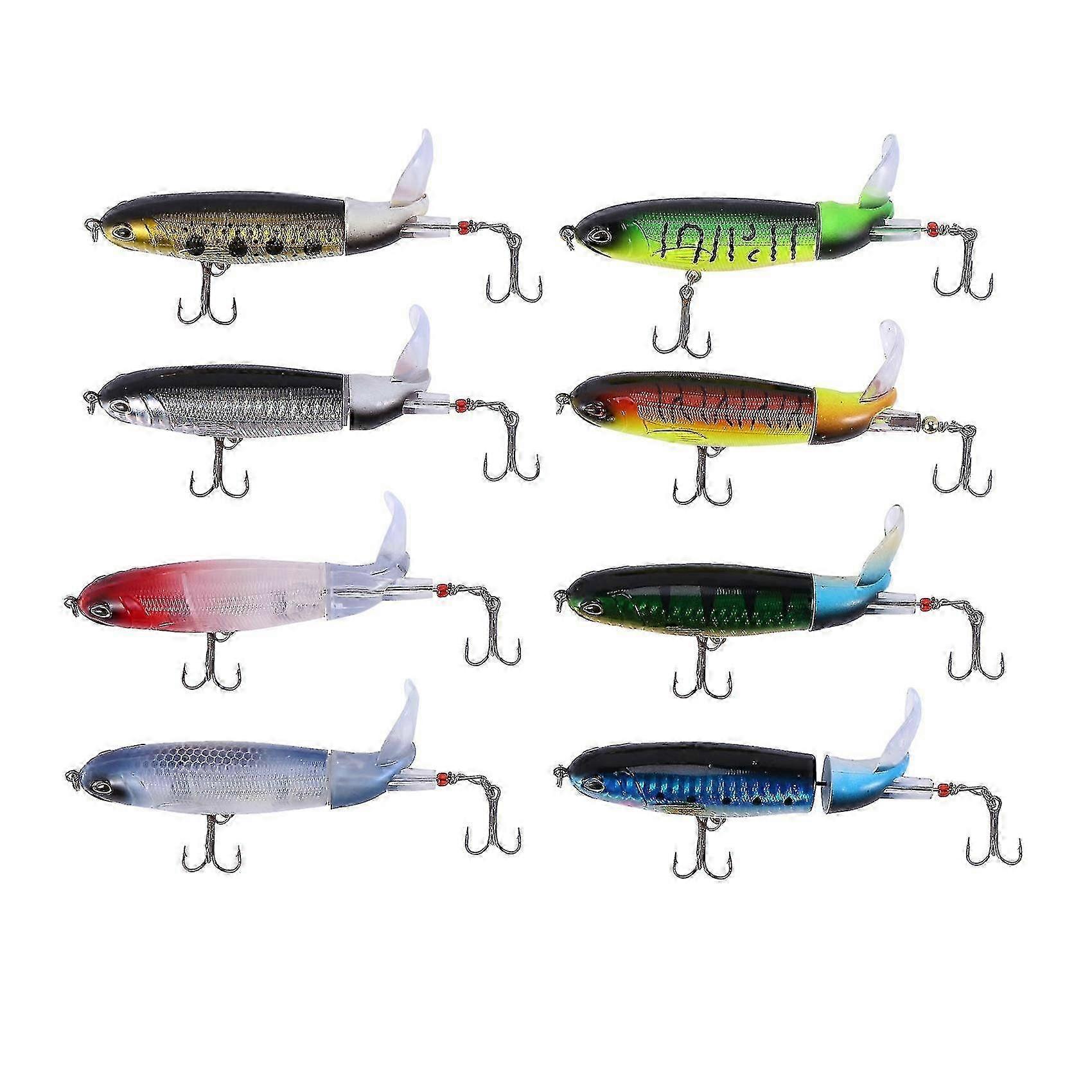 8 Stück 11cm 15g Schwimmender Popper Wobbler Rotierender Hartköder Angelköder für Whopper Plopper