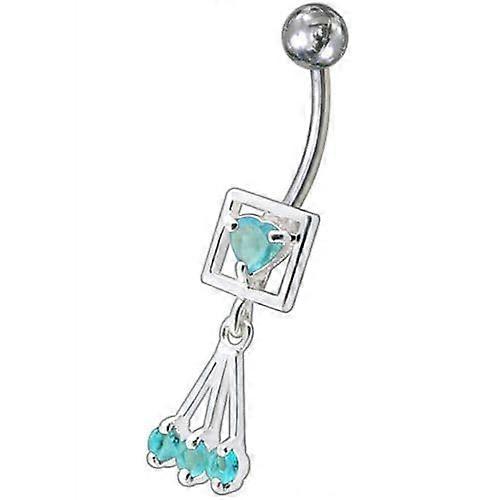 Fancy Centered In Box Heart Jewelled Dangling Belly Ring