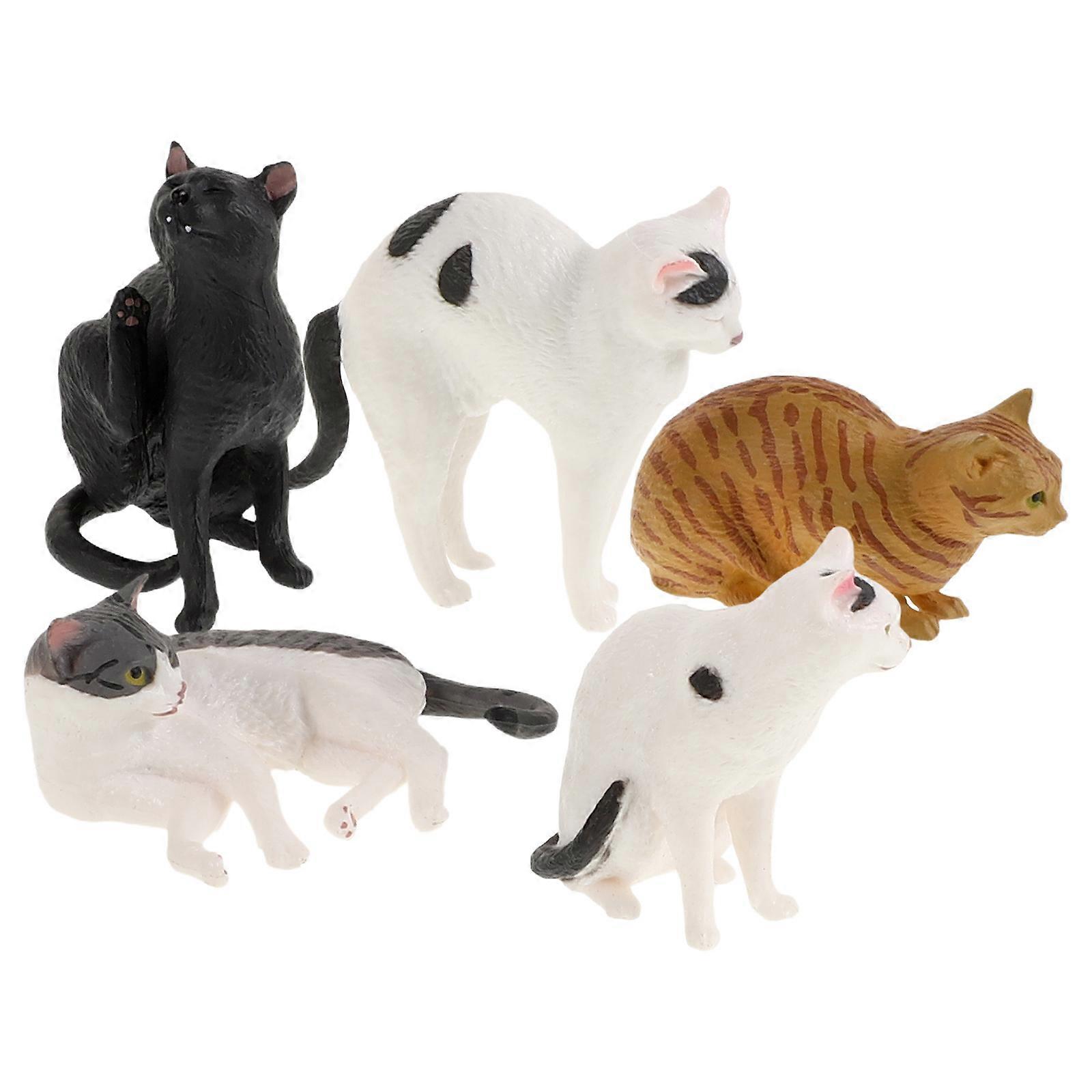 Realistic Cat Figurines Miniature Models PVC Material Decorative Items For Interactive Learning 5Pcs