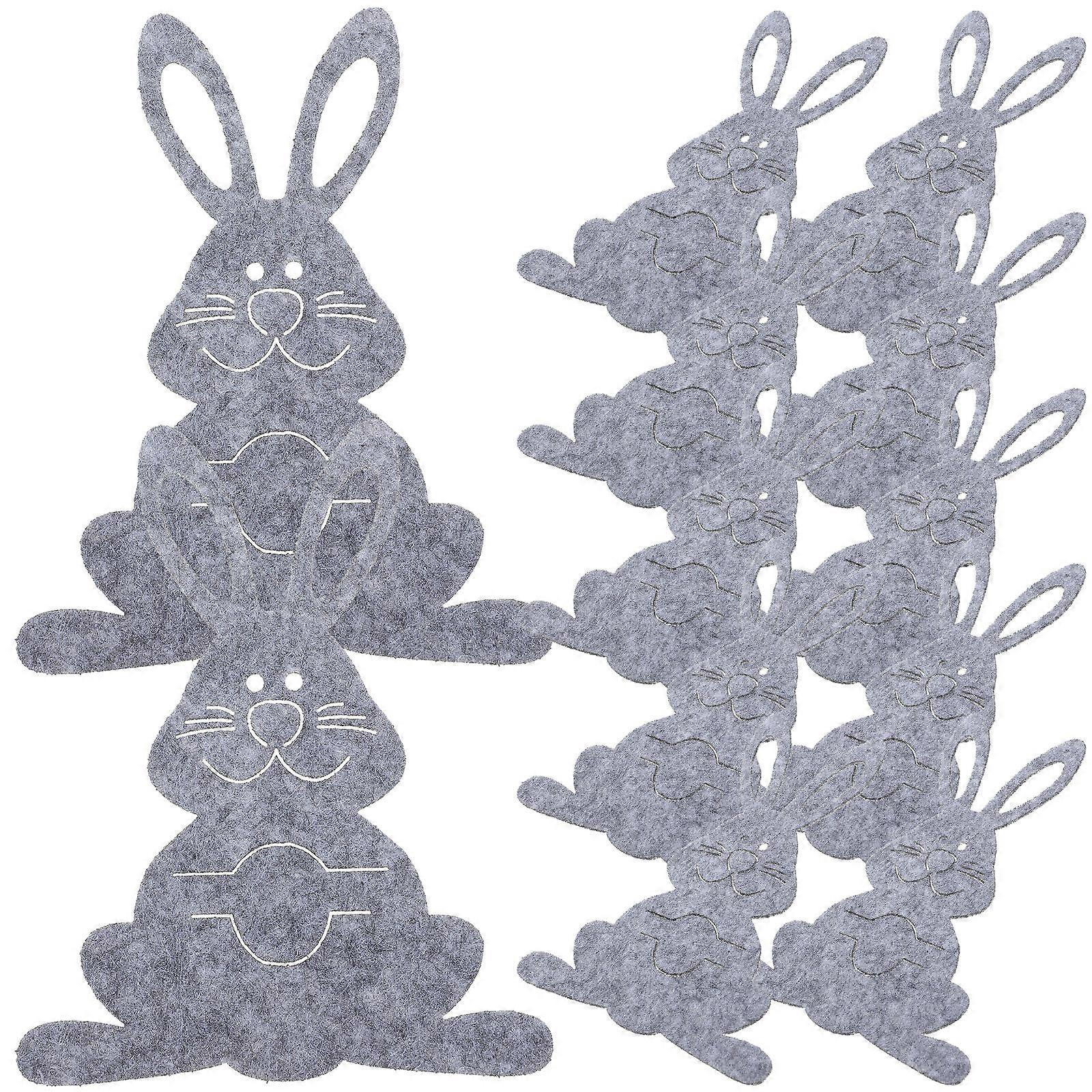 Festival Couverts Sacs Lapin En Forme De Couverts Manchons Gris 15.00X12.00X0.20cm Décorations de Table À Manger 12Pcs