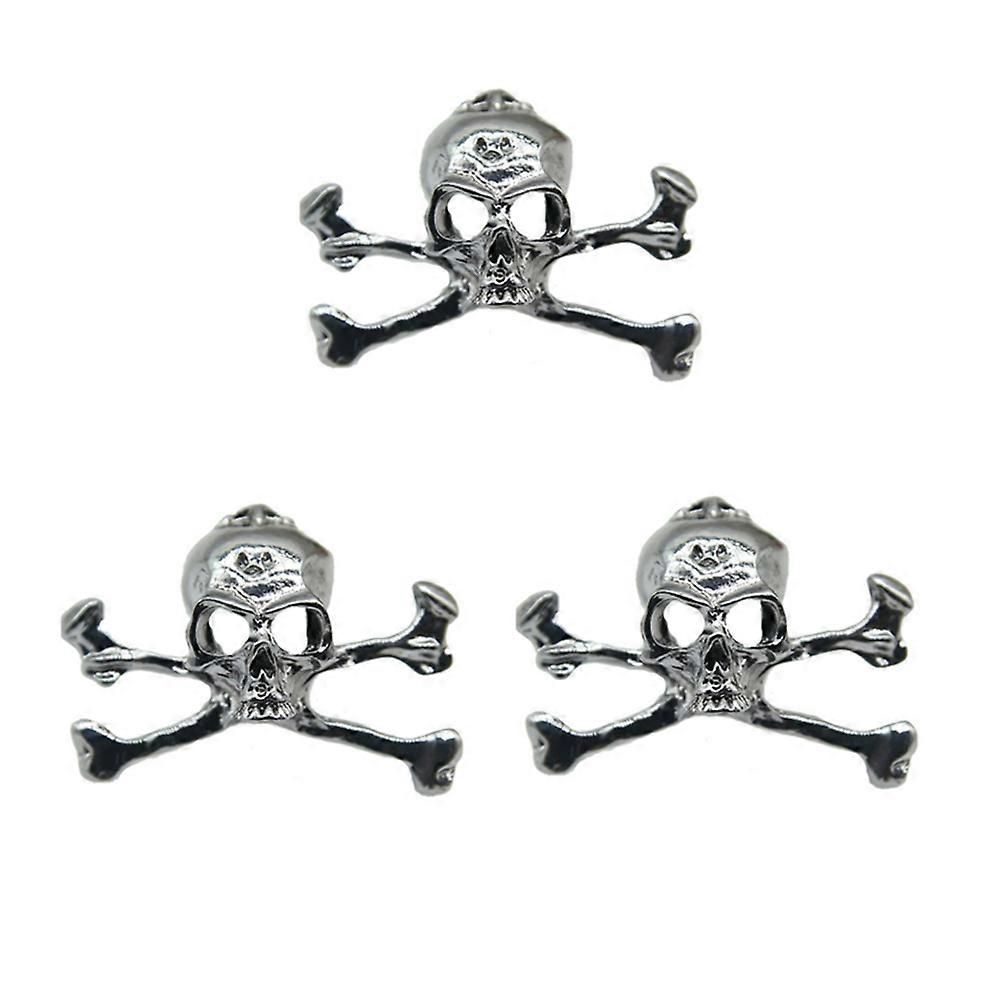 Halloween Skull Head Pin Brooches for Decoration 3 Pieces Black Alloy Does Not Rust