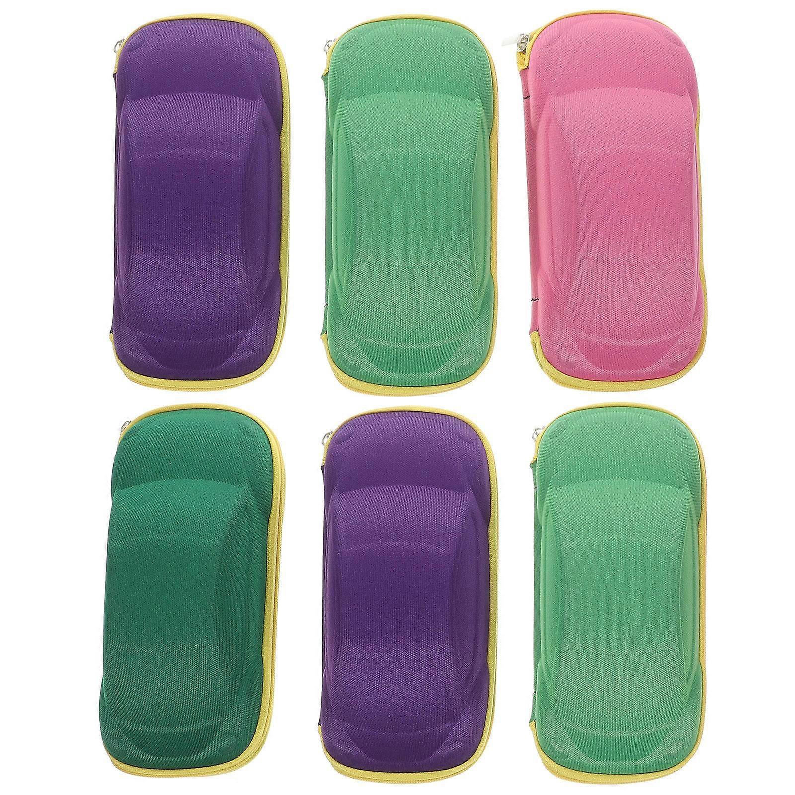 6PCS Cartoon Eyeglass Storage Boxes Durable Glasses Case Practical Spectacle Holder for Boys Quality Material Assorted Colors