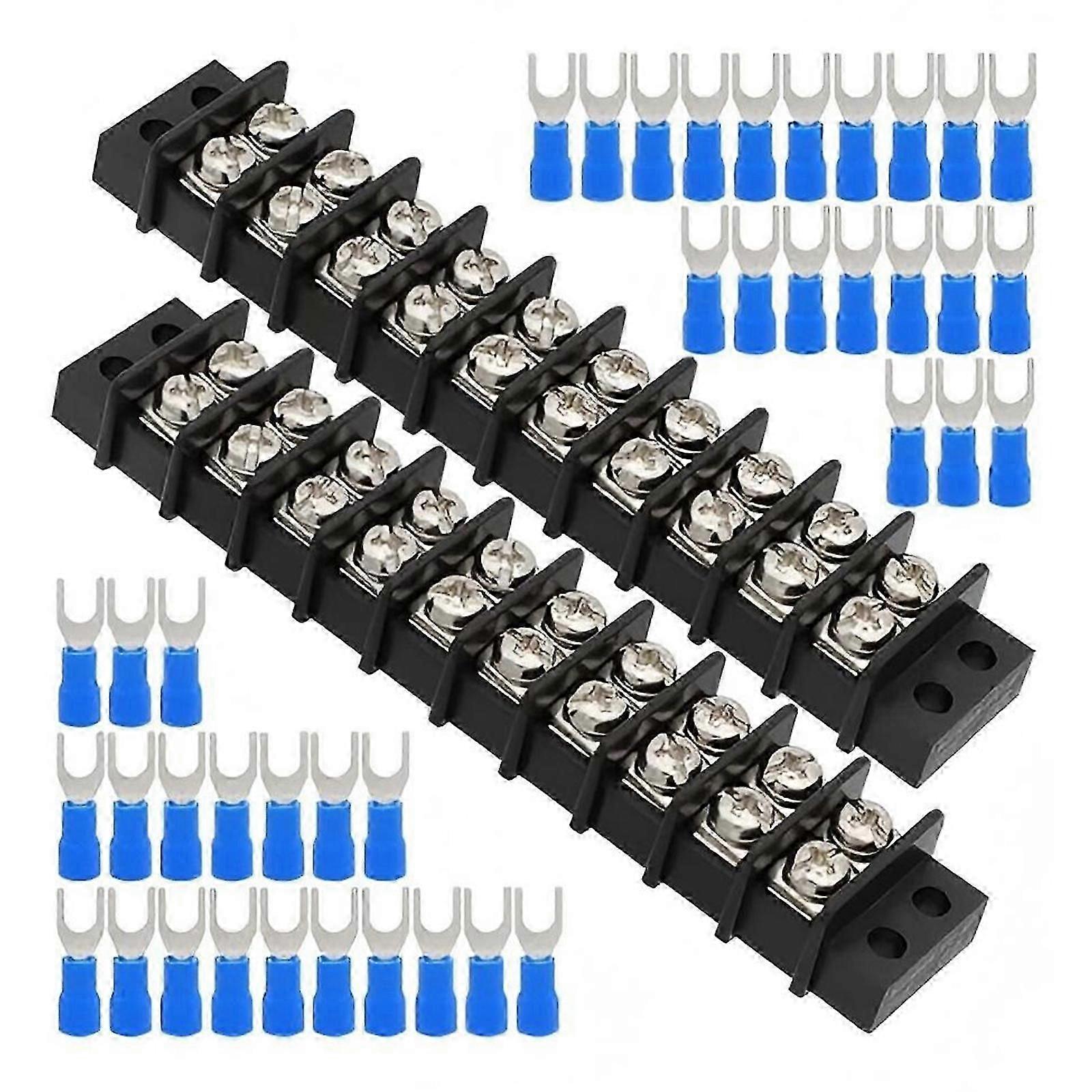 2pcs Double Row 2-12 Position Screw Terminal Block Set 200v-450v 20-30A For Household Appliances And Industrial Machines