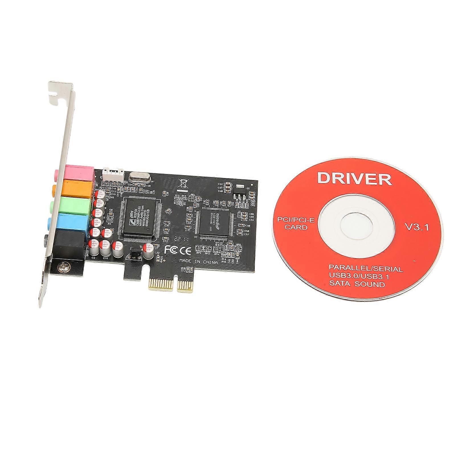 Carte son PCIE 5.1, lecture et enregistrement du son surround 6 canaux, 24 bits, 48 kHz, cartes son internes avec port PCI Express