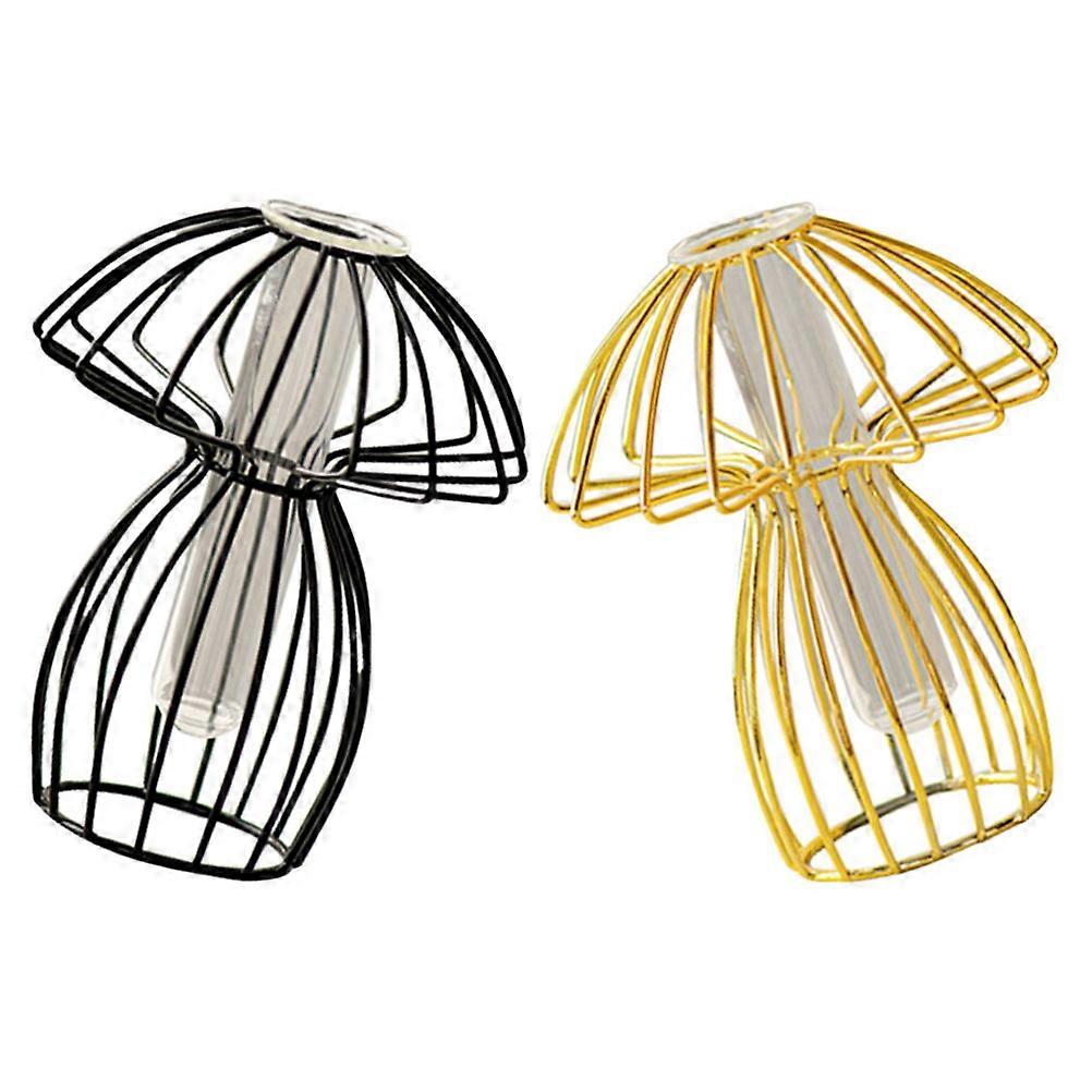 Iron Art Vase Set Decorative Bud Vase with Mushroom Frame for Home Decor, Hydroponic Plant Display for Centerpieces