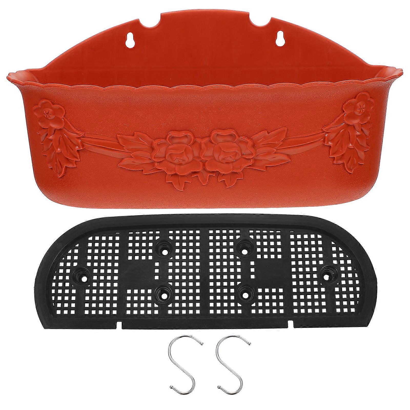 Hanging Flowerpot Plastic Balcony Decorative Storage Container 1Set