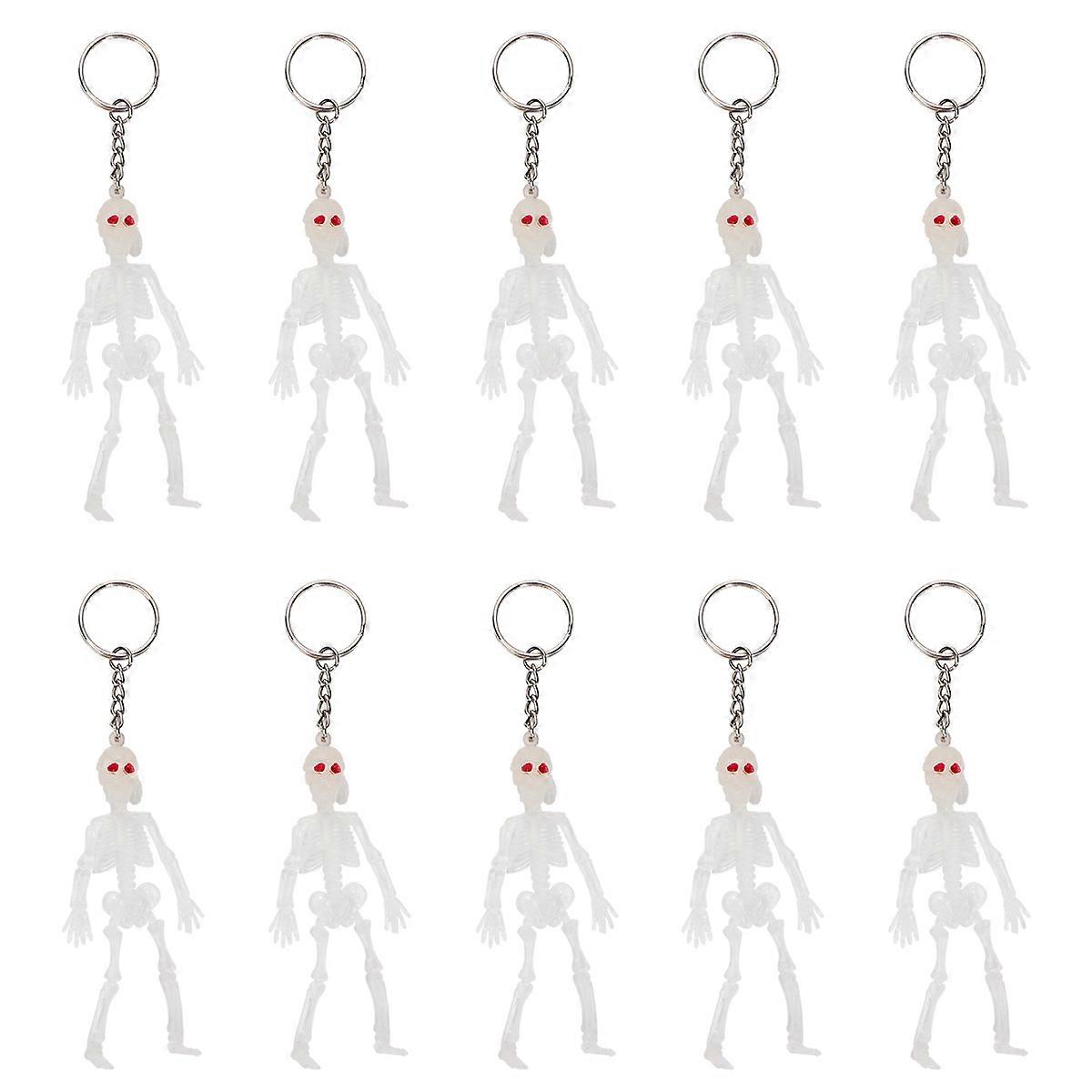 Pendant Keychain Fashion Skull Shaped White 14X2.5X0.5cm Attach and Detach 10Pack