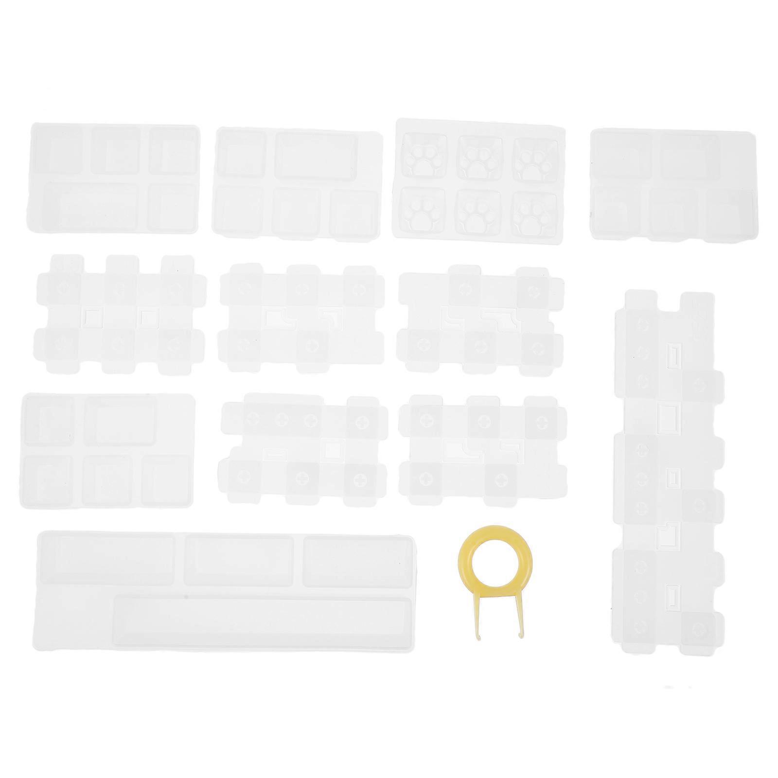 Keycap Mold Kit Creative Mechanical Keyboard Key Crystal Epoxy Molds Keyboard Accessories 4.6X15CM Easy Demoulding 13Pcs