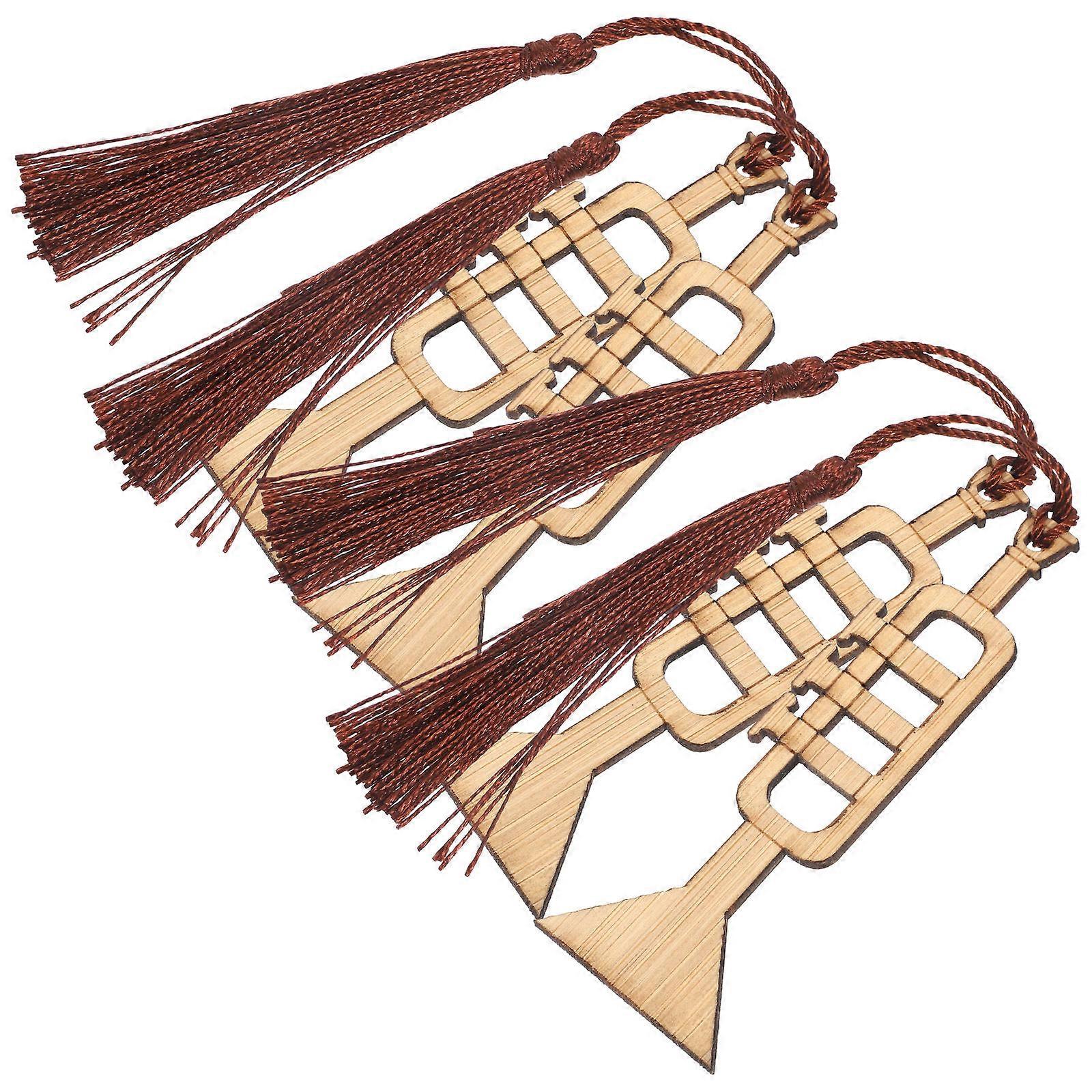 Small Trumpet Shape Bookmarks for Reading Use 4Pcs Wooden Decorative Bookmarks