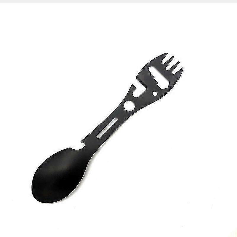 Multi-Function Outdoor Wrench Bottle Opener Spoon Can Opener Fish Fork Camping Tableware