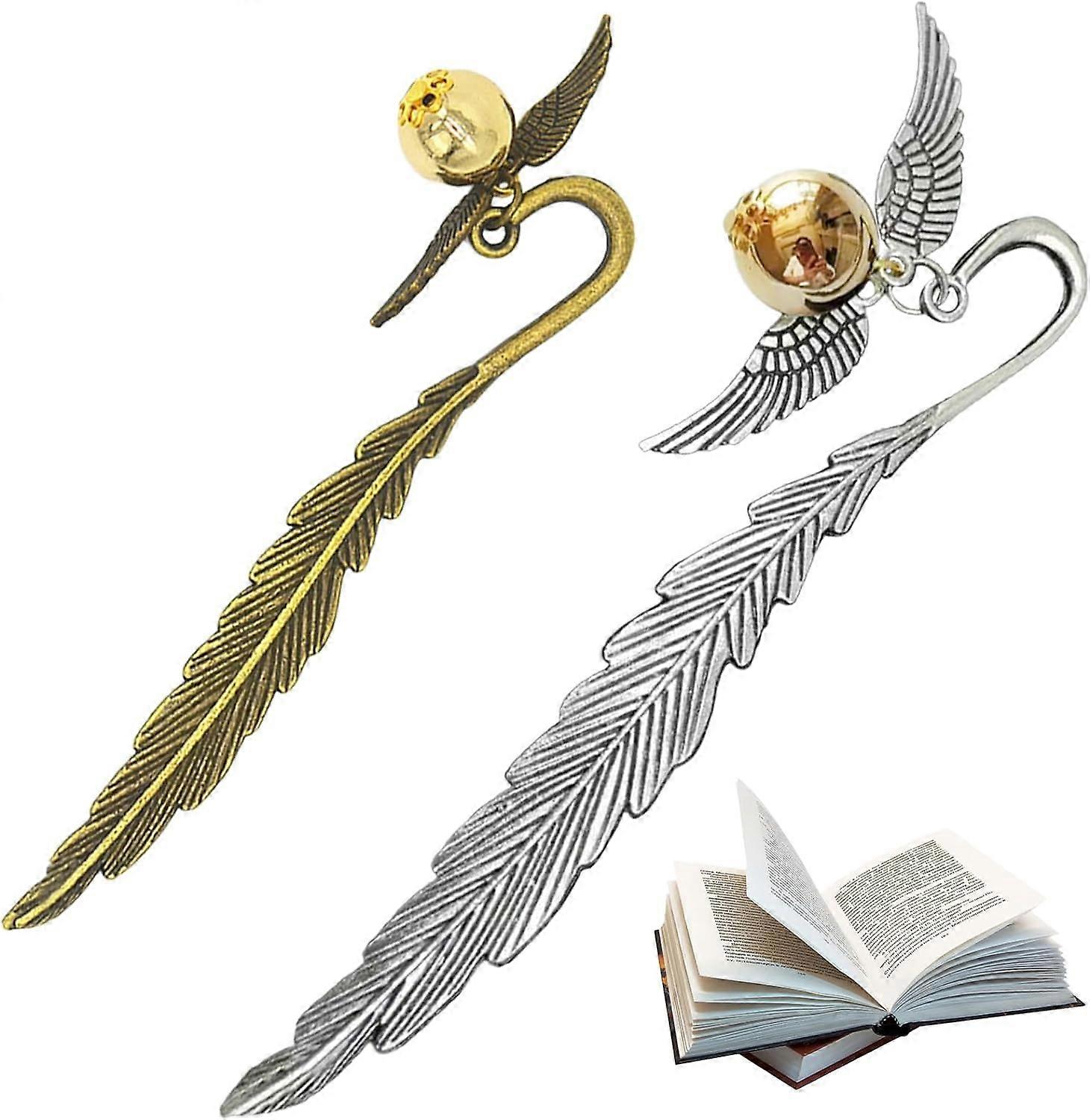 Metal Bookmarks, Pack of 2, Golden Colour, Magic Feather for Readers and Children Recommended Browse Node: 202798031