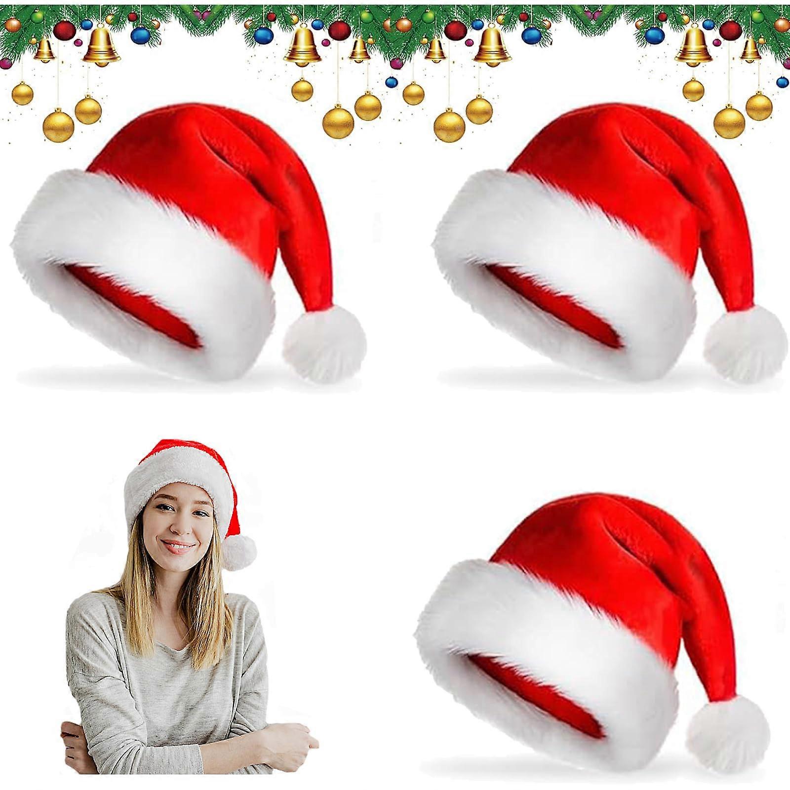 クリスマスハット、ボブル付き3個パック、クリスマス用サンタハット、年