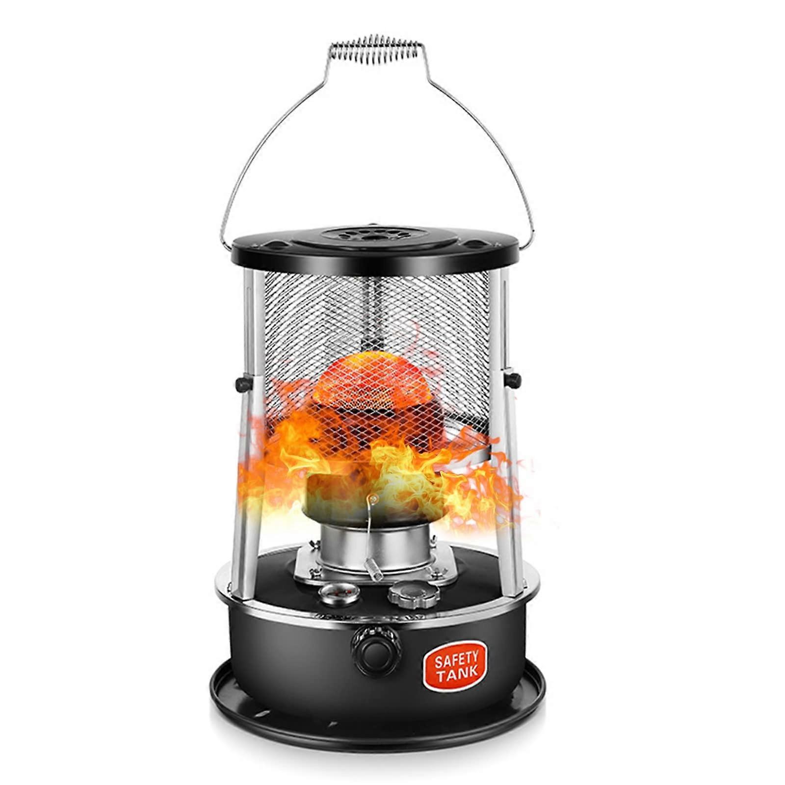 Kerosene stove heater, portable, emergency, convection wick oil heater, black, 4.6L, radiant burner for winter, camping