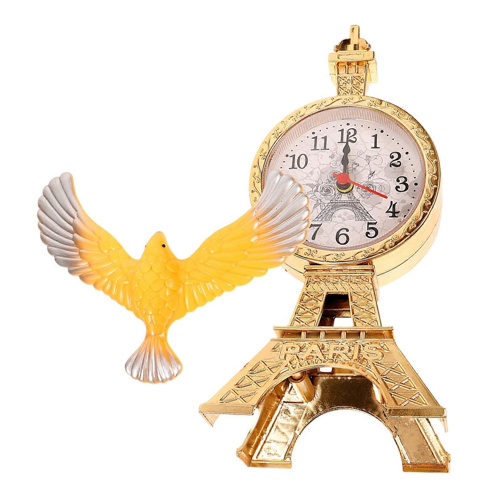 Decorative Alarm Clock Eiffel Tower Clock Table Clock Modern Style For Desk Plastic 8.3×3.3×3.3in Alarm Function 1Set