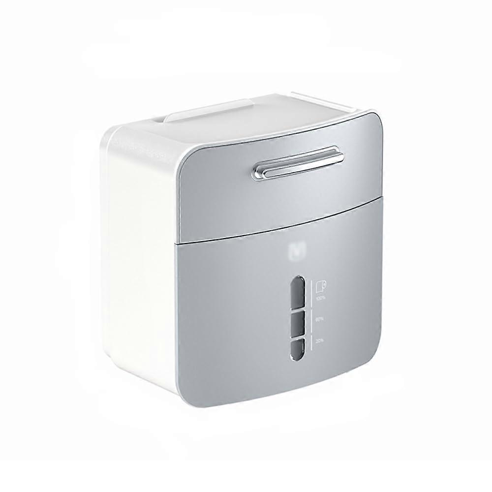 Wallmounted tissue box with platform and drawer for countertop tissue holder at home desk (Grigio)