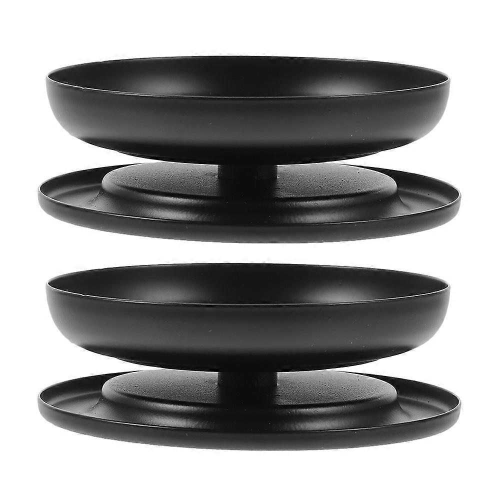 Retro Iron Plates Simple Design Christmas Tabletop Candle Holders 3.93X3.93X1.26IN 2Pcs