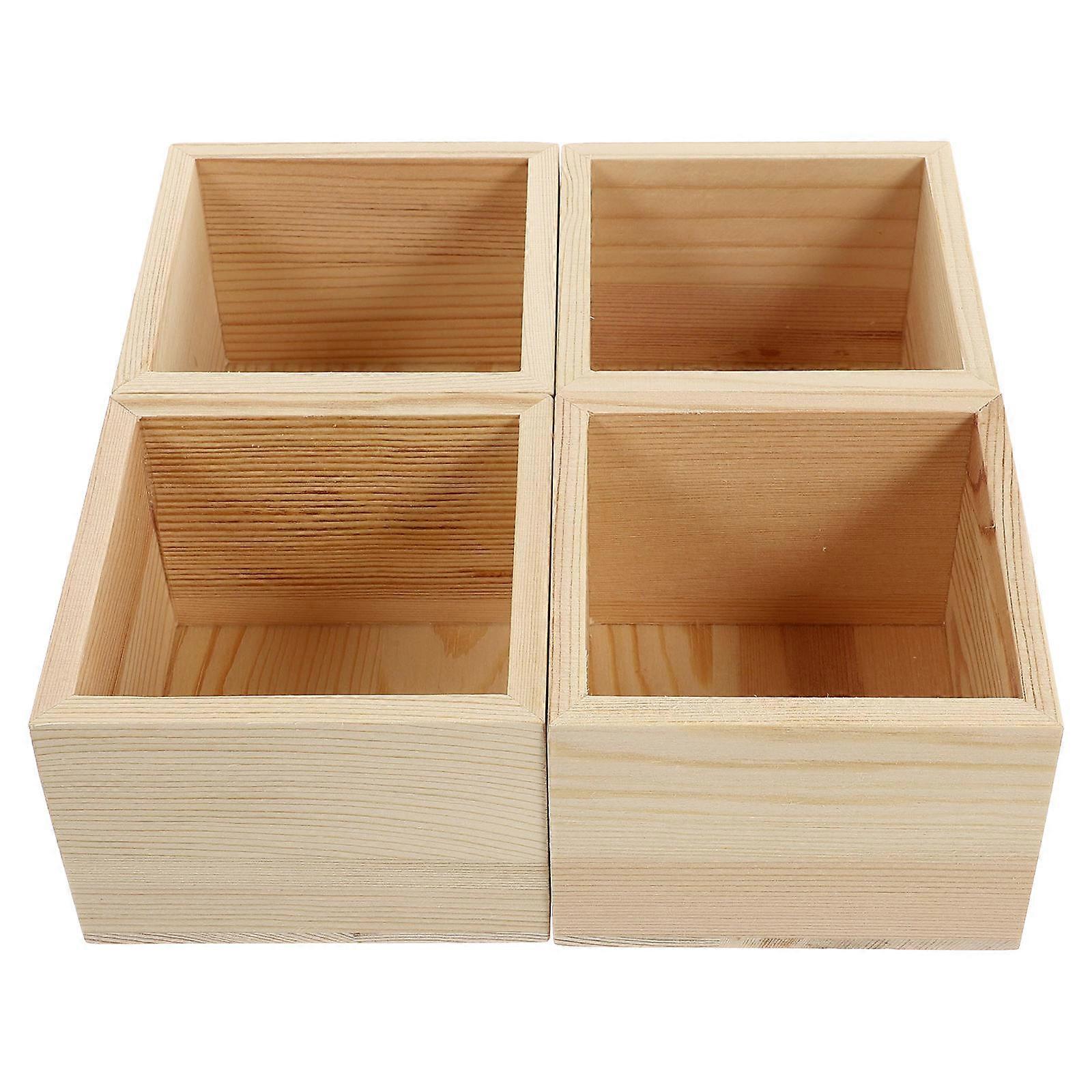 4pcs Wooden Storage Boxes for Crafts, Plants & DIY Organization – Ideal for Birthdays, Anniversaries and Special Occasions