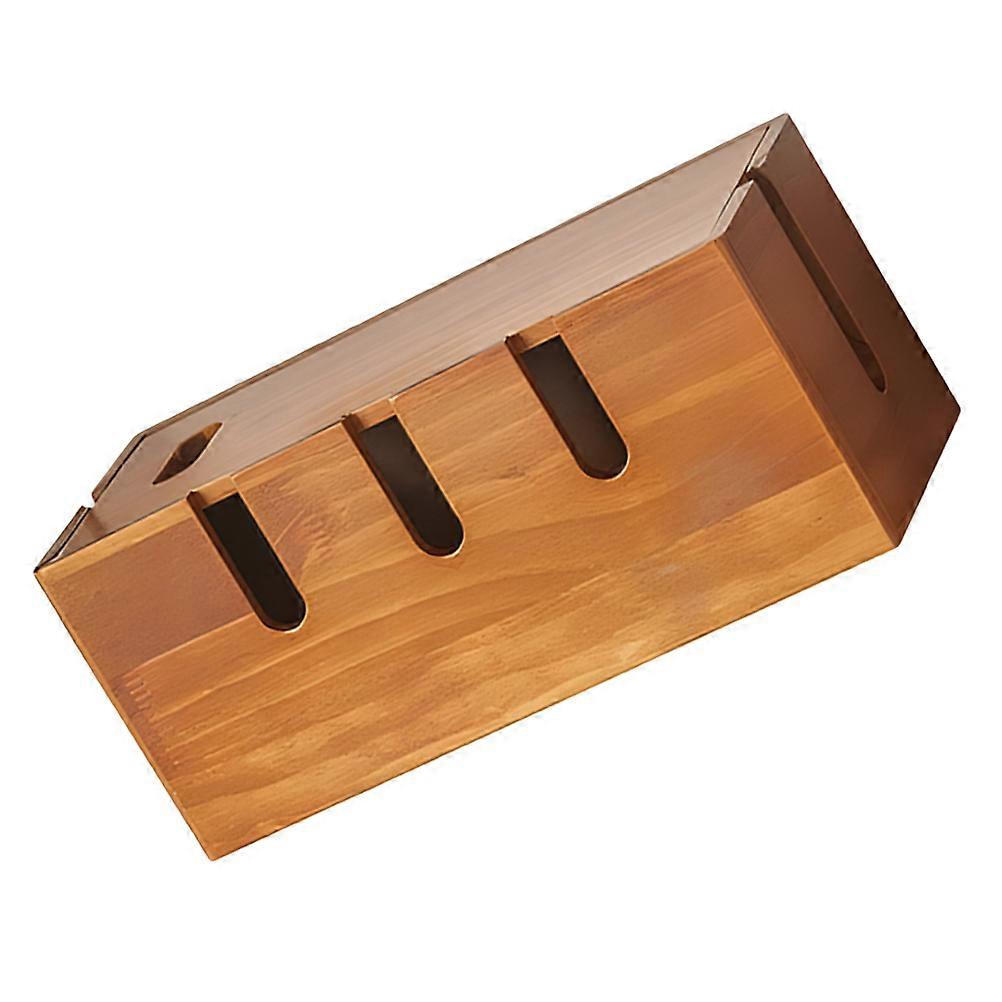 Cord Organizer Box Wooden Cord Management Box Rectangular Rustic Home Office Device Storage 1Pcs