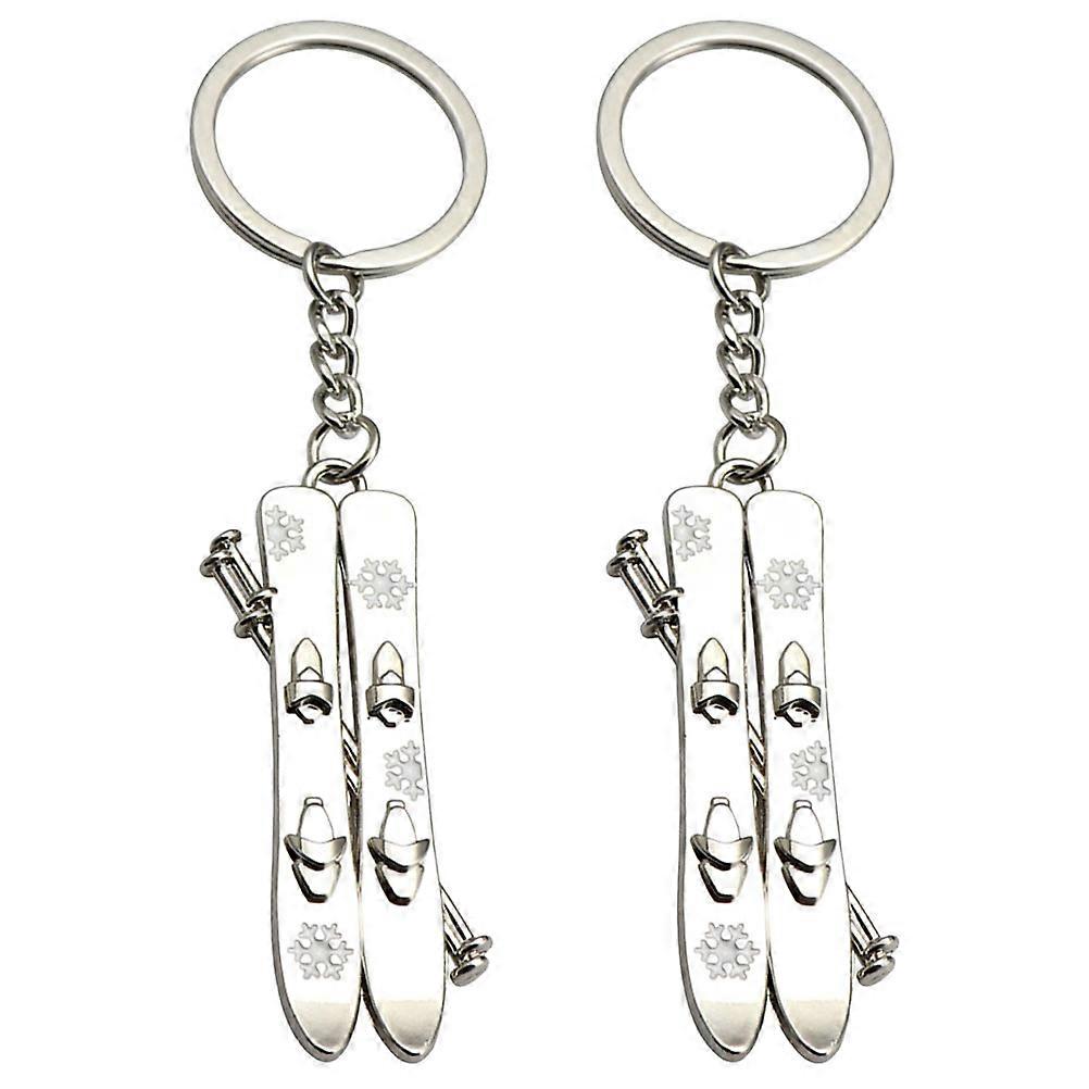 Mini Metal Keychain Key Chains Portable Keychain Pendants Delicate Keychain Decors Ski Board Shape Zinc Alloy For Cell Phone 2Pcs