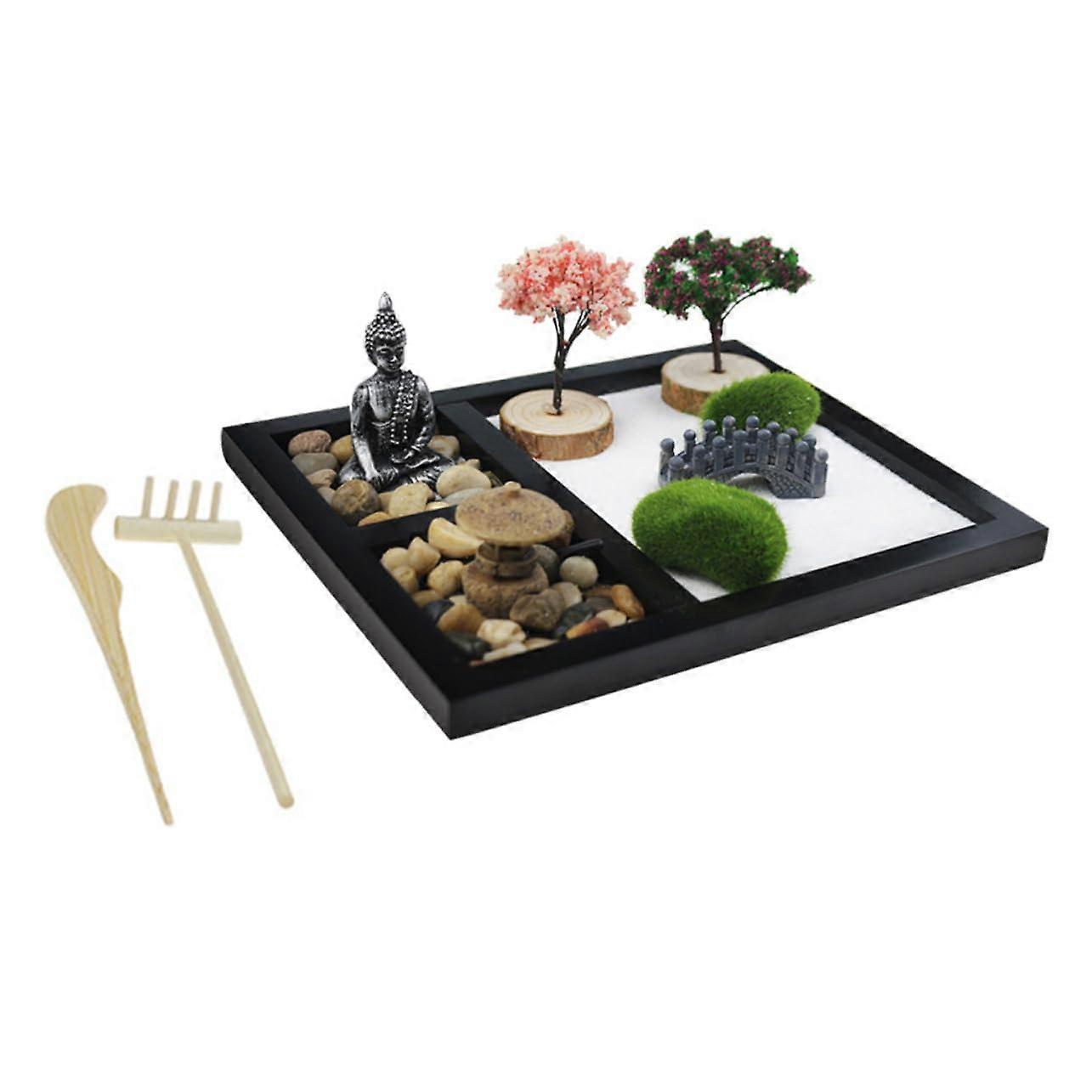 Zen Garden Decoration Set for Office and Home, MDF Material House Decor, Sandpit Style, Decorative Furnishings