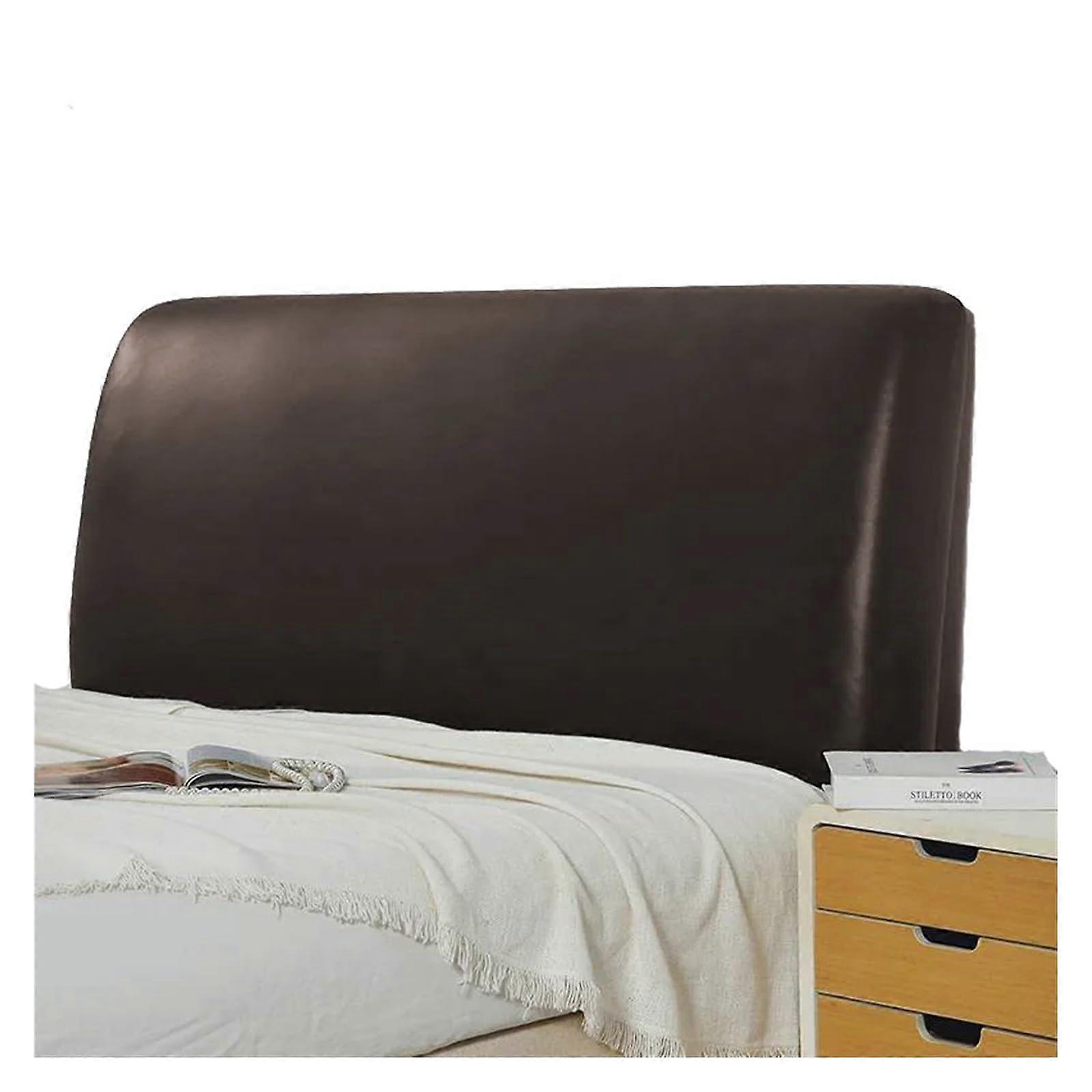 Headboard Cover Waterproof Leather for Hotels, Elastic Protective Cover (Brown, 150CM)