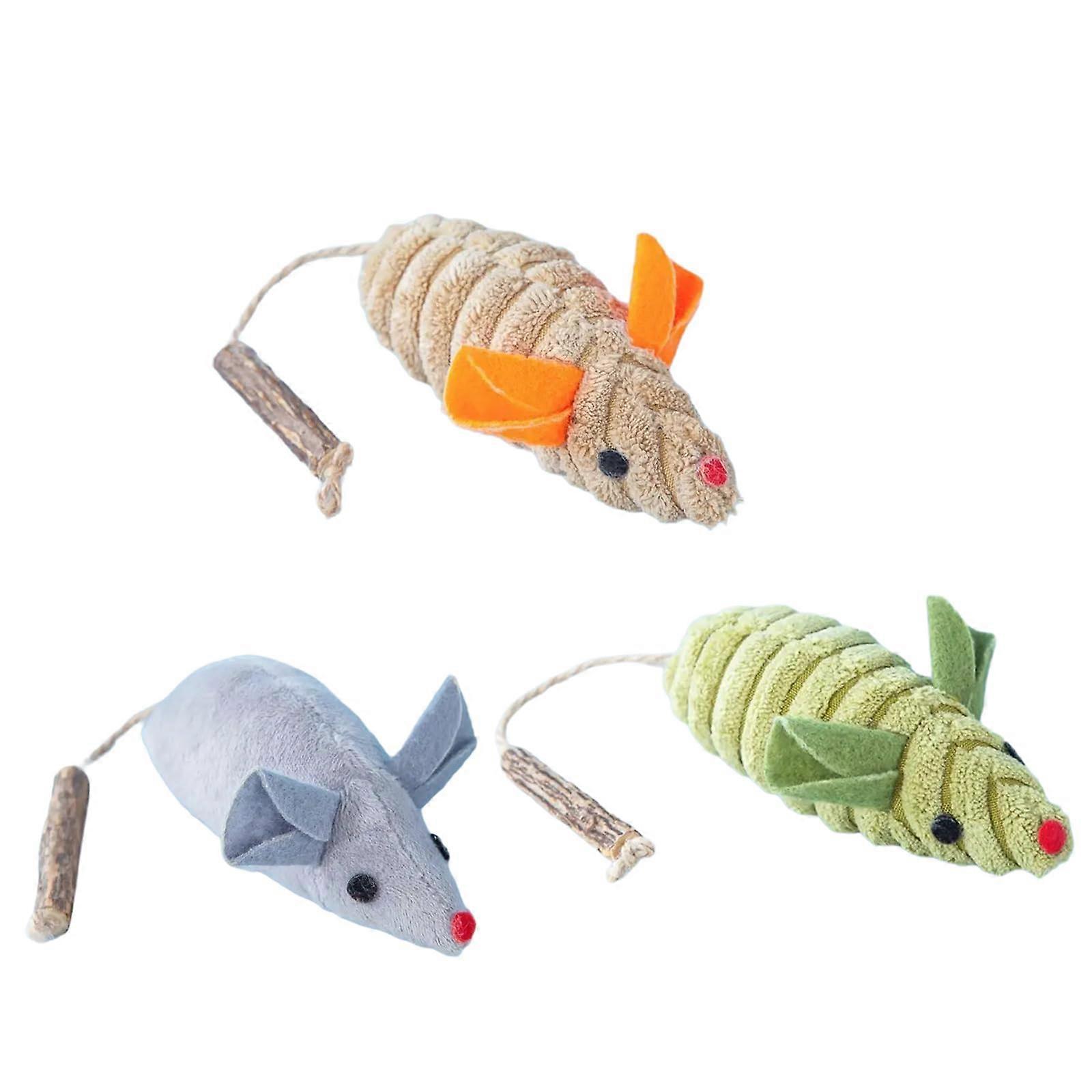 Interactive Catnip Plush Mouse Toy Set of 3 for Indoor Cats - Soft, Engaging, Cat Toy with Catnip Simulation