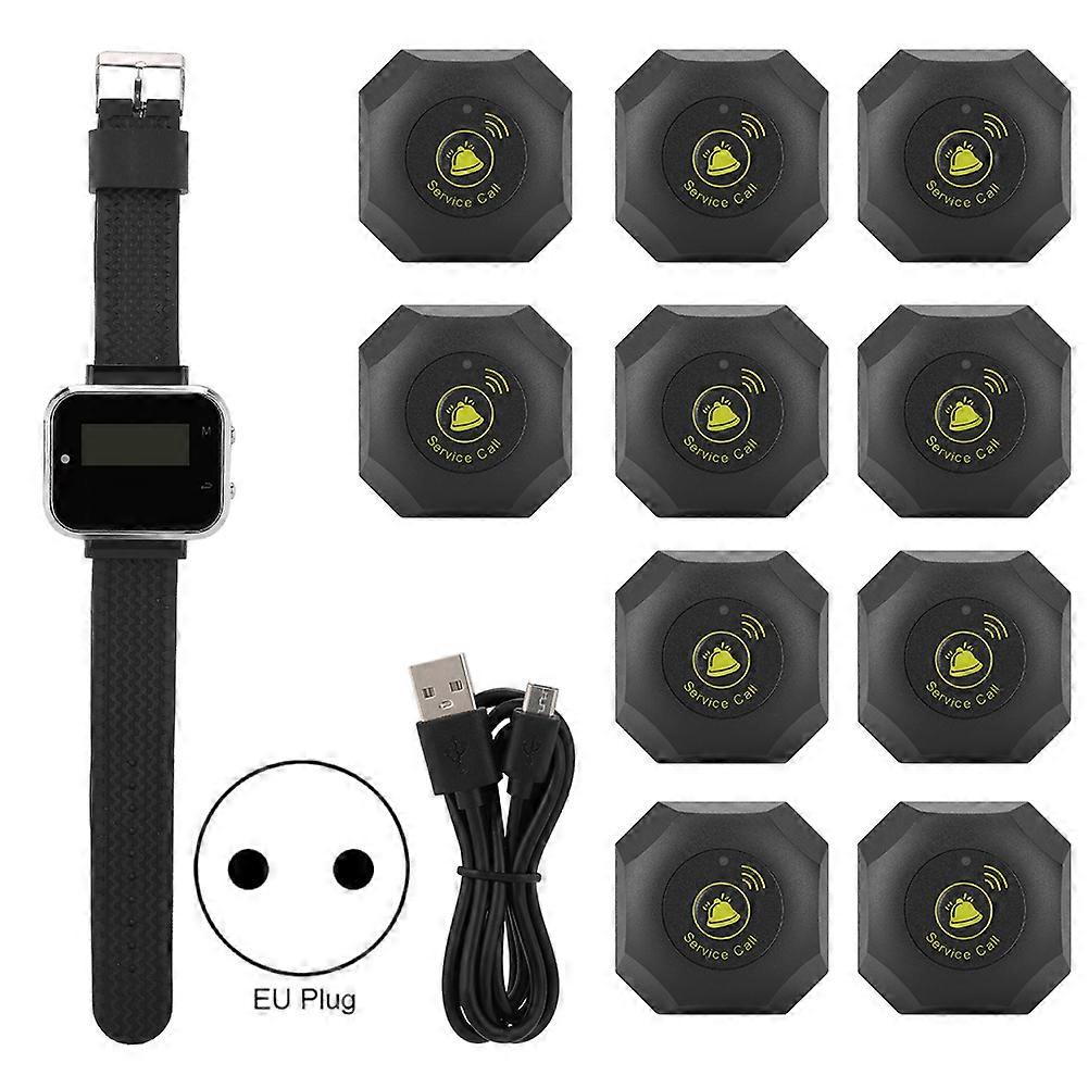 CTW05+CTT06 Charging Watch Mobile Receiver+10 Mahogany Red Small Burger Shape Wireless Pager