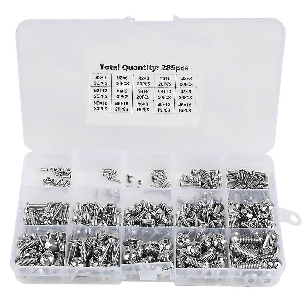 285pcs Hexagon Socket Head Machine Screws Fasteners Set for Electronic Equipment with Storage Case
