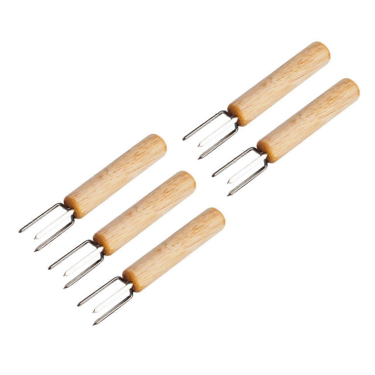 Pack of 5 Corn on the Cob BBQ Skewers, Stainless Steel Forks, Corn Holders