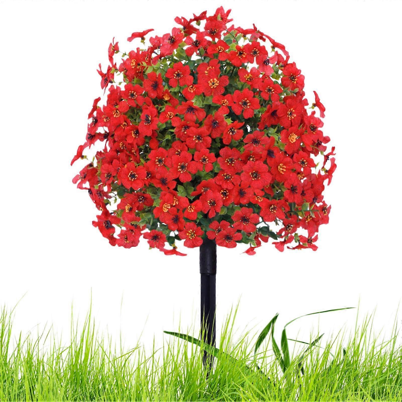 Artificial shrubs for outdoor use, weatherproof, UVresistant, 58 cm, realistic (red)