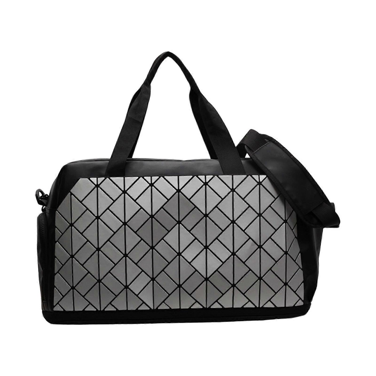 Spacious Travel Bags With Reflective Finish Multiple Pockets And Adjustable Shoulder Strap Wet Dry Separation  Silver