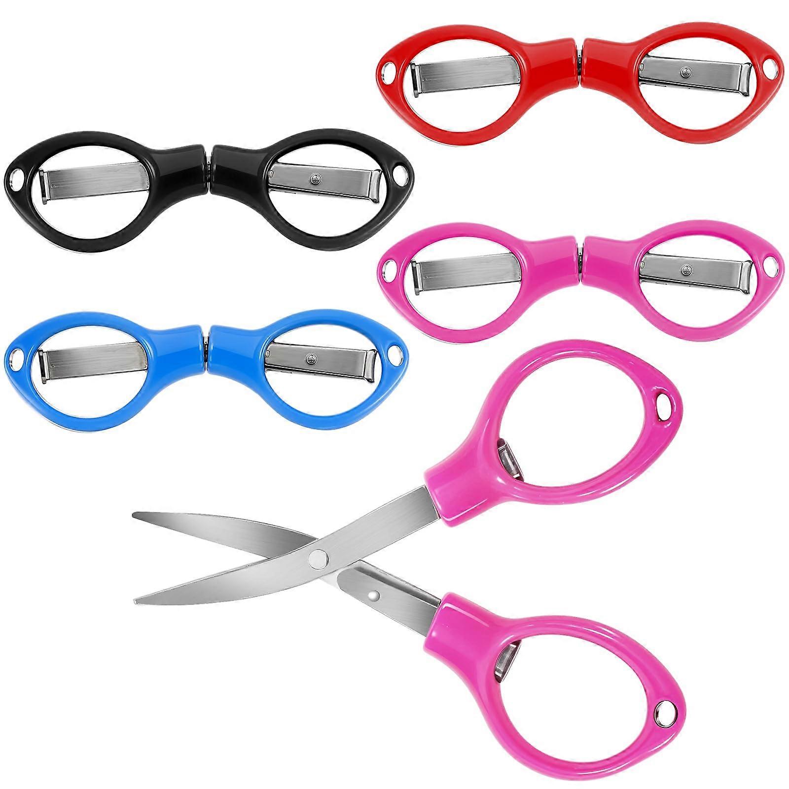 Pack of 4 Folding Scissors, Portable Safety Scissors for Travel, Home, Office