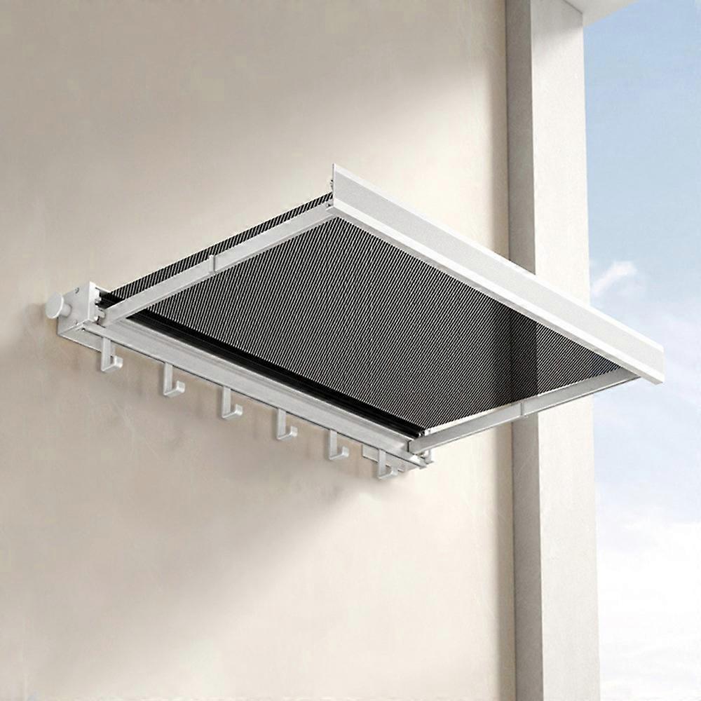 45cm Retractable Clothes Drying Rack Nail Free Folding Laundry Hanger with 6 Hooks for Balcony Bathroom