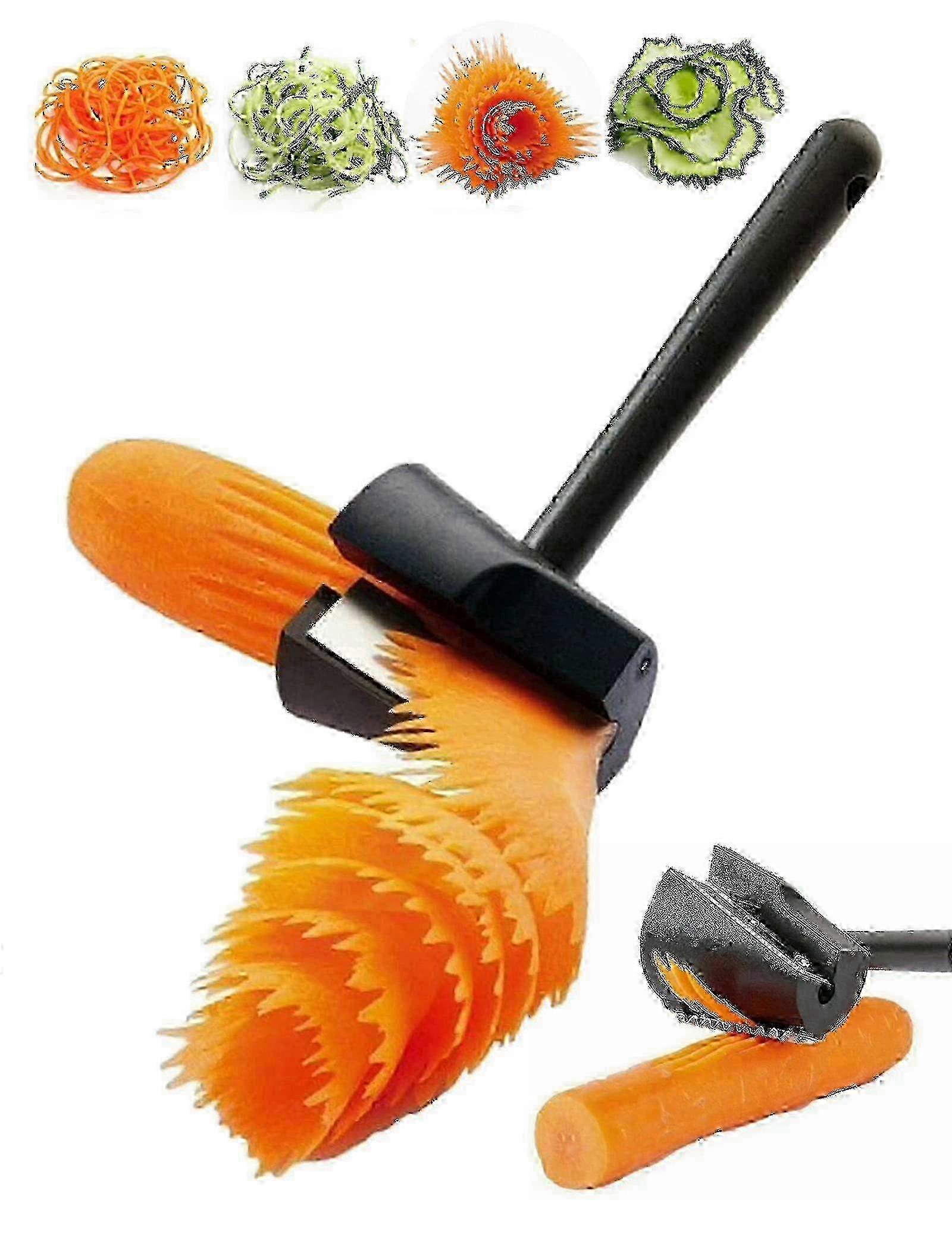 Sharp Black Carrot Spiralizer & Vegetable Peeler - Multi-Function Slicer Shredder for Fruits, Roots, & Garnishing Tool