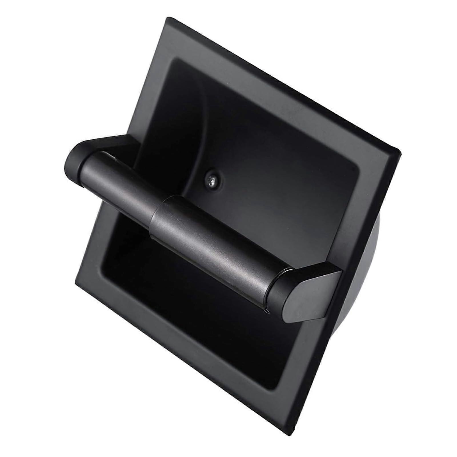Robust Stainless Steel Built-In Toilet Paper Holder With Brushed Finish, Black Bathroom Accessory