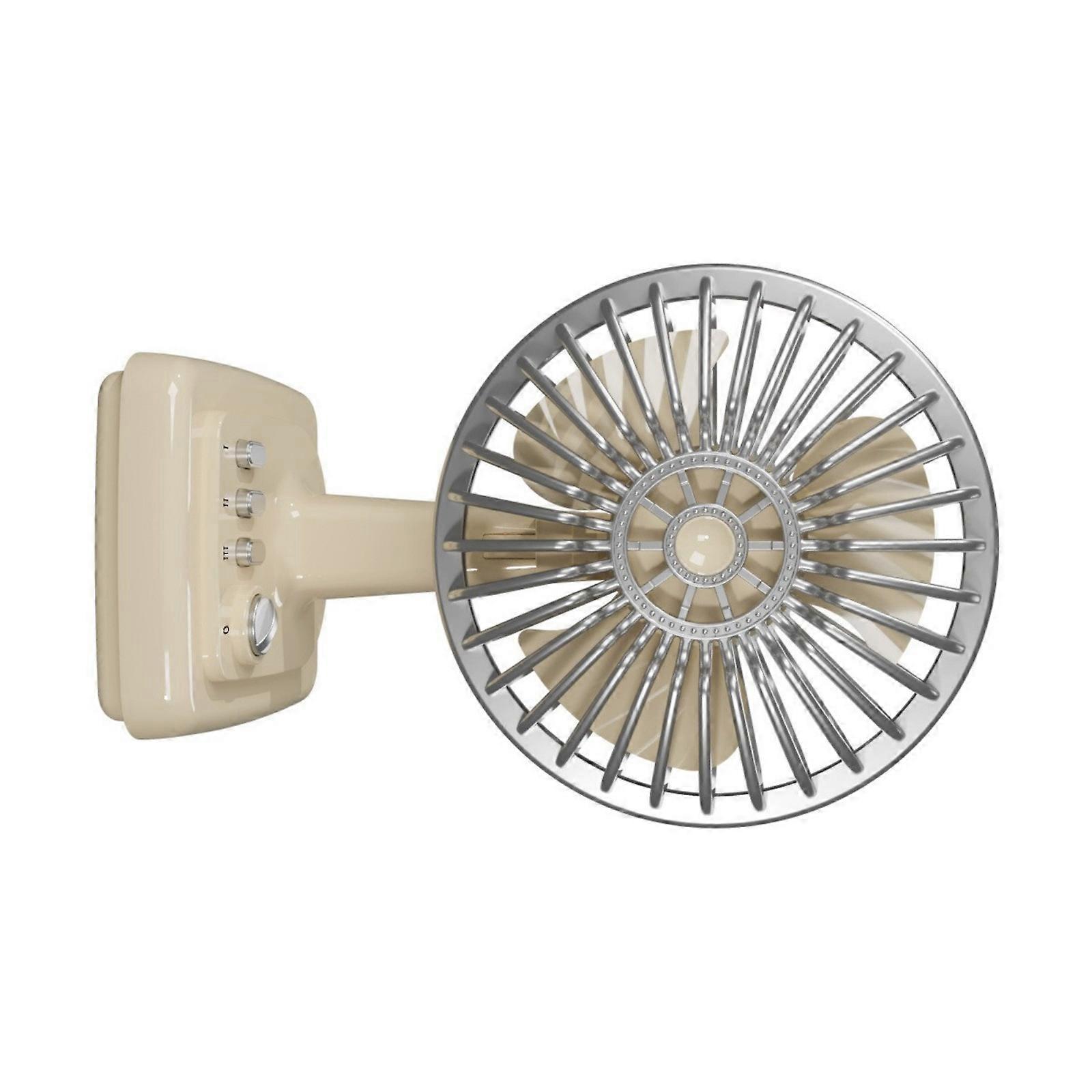 Classical Metal USB Desk Fan Mini Rechargeable Cooling Device 3 Adjustable Speeds Office Home Use  White