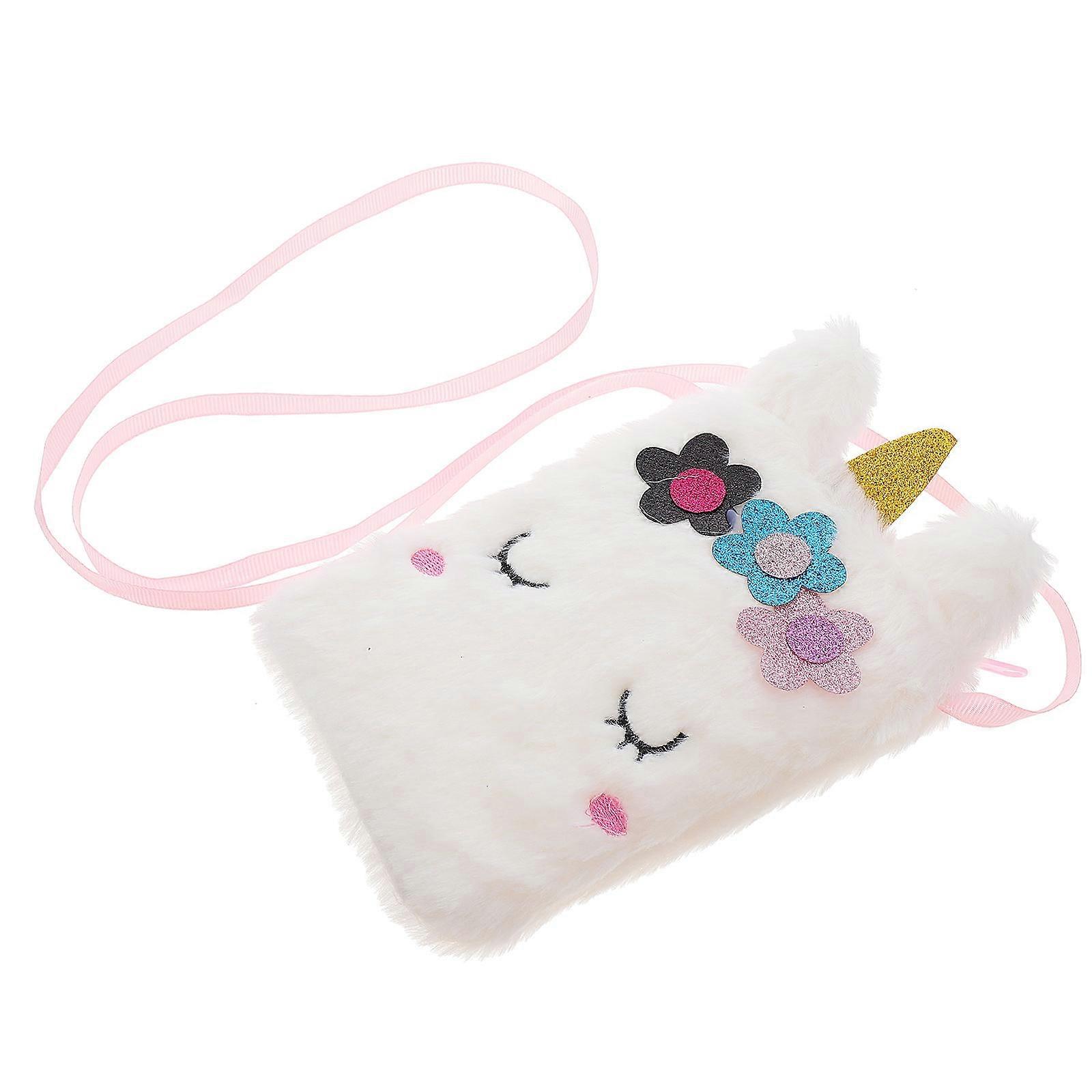 Cute Plush Unicorn Crossbody Bag Coin Purse Stylish Storage Pouch for Boys Parties Shopping Everyday Use