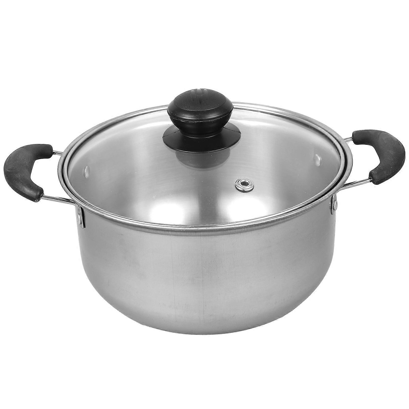 Stainless Steel Soup Pot with Glass Lid for All Stoves and Easy to Clean 1pc Silver