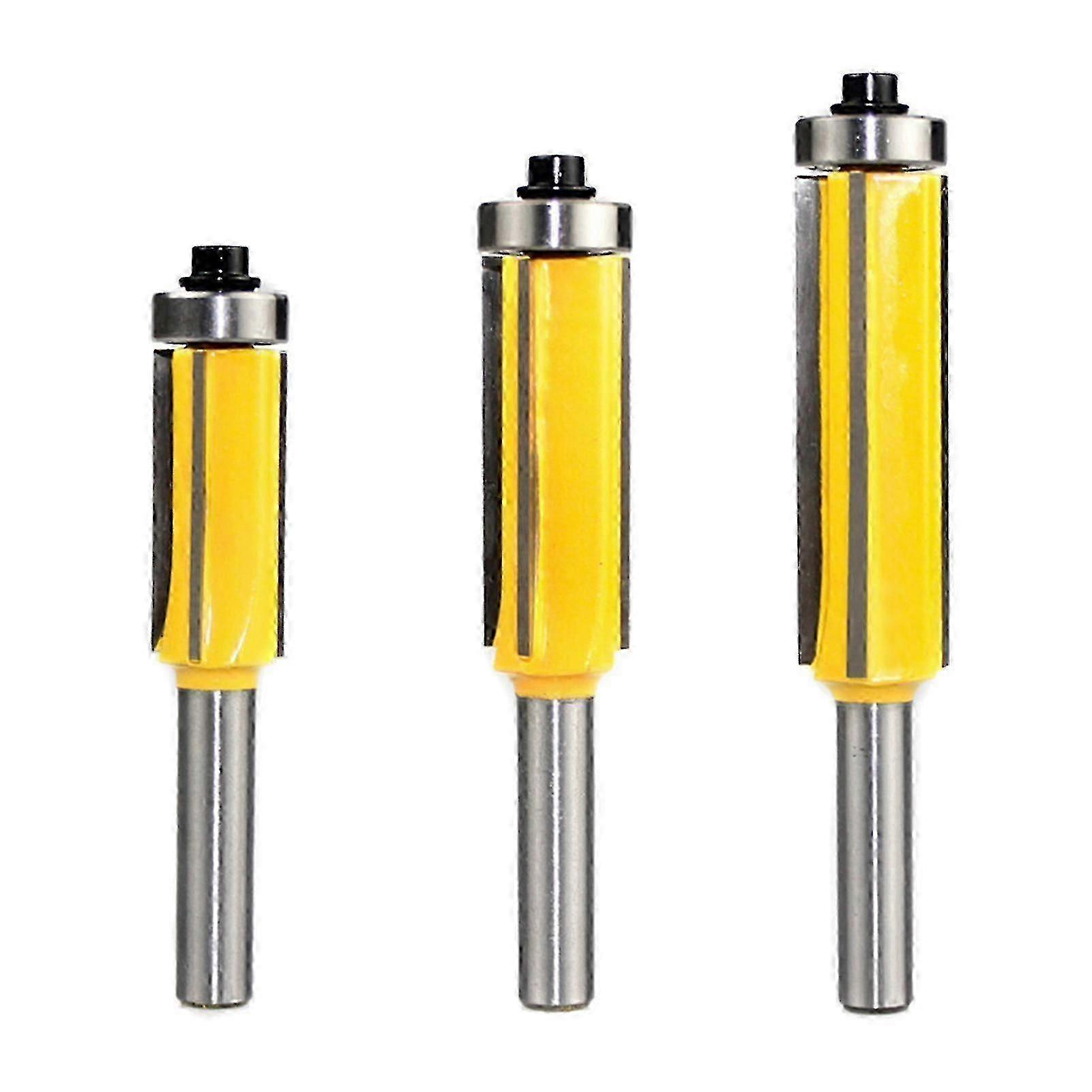 3Pcs 4-Flute Router Bit Set - Cemented Carbide Woodworking Tools for Accurate & Smooth Trimming of Wood Projects