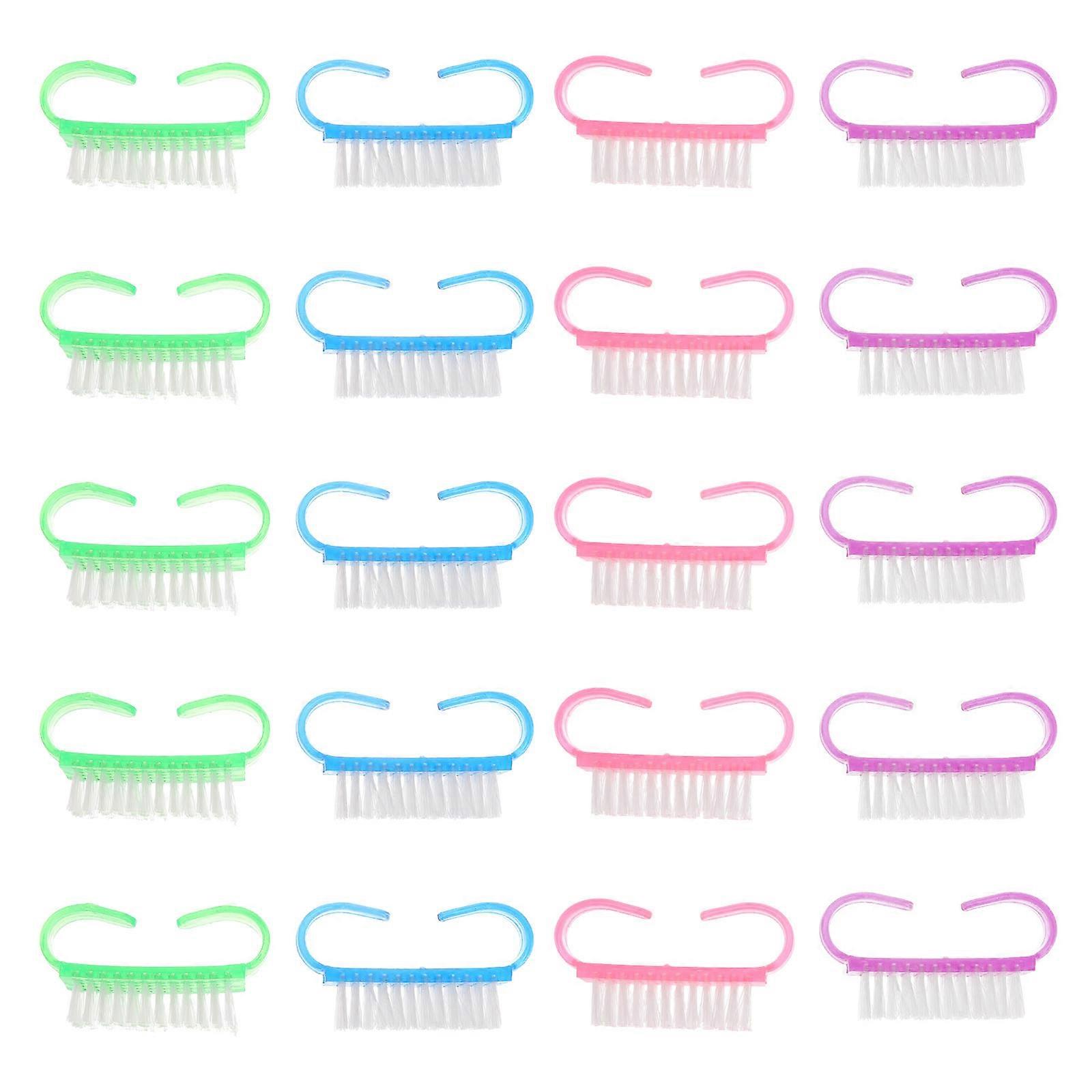 Nail Care Cleaning Exfoliating Manicure Brush Practical Design Plastic Bristle Random Color 20Pcs