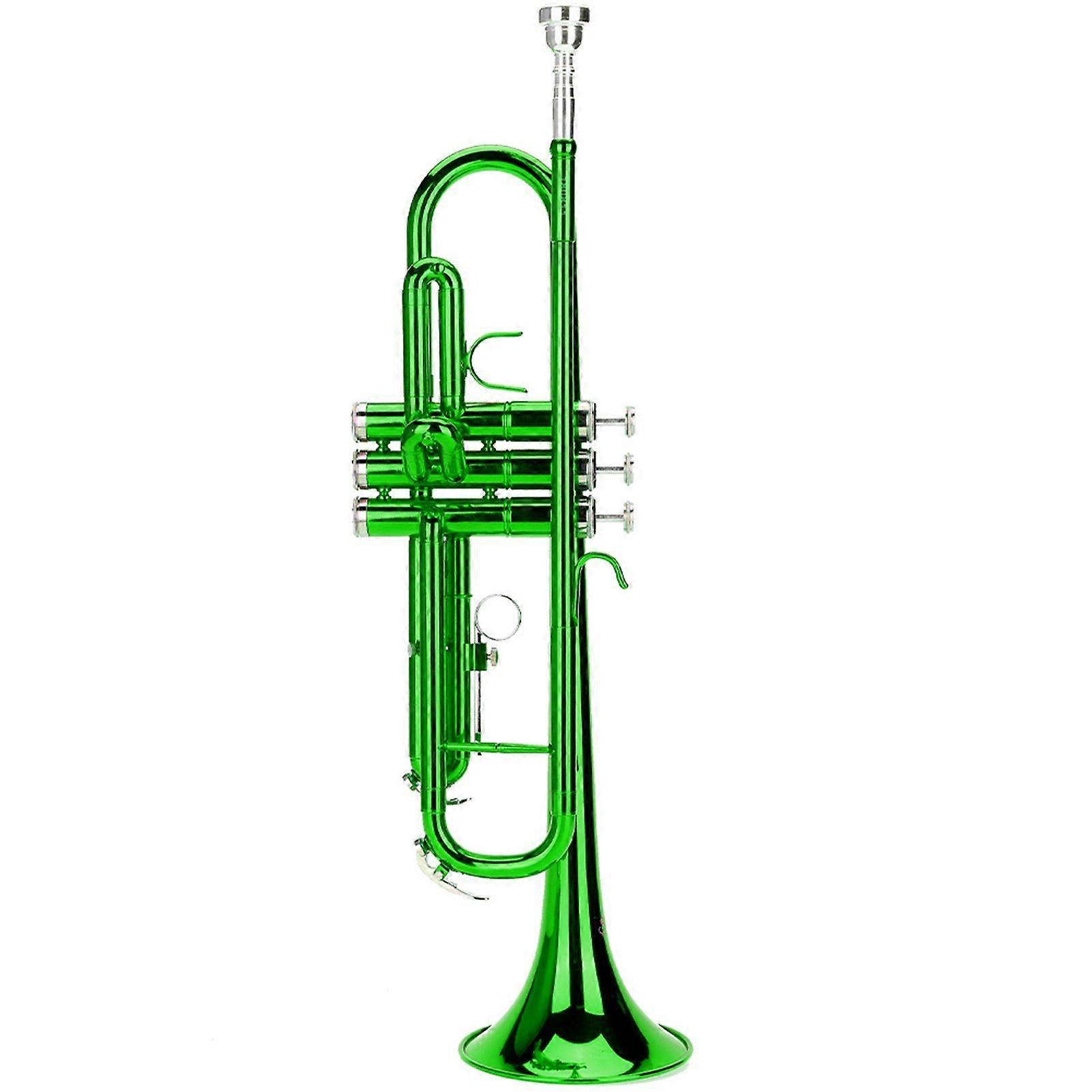 Brass Trumpet Music Wind Instrument with Assistant Tools Set (Green)